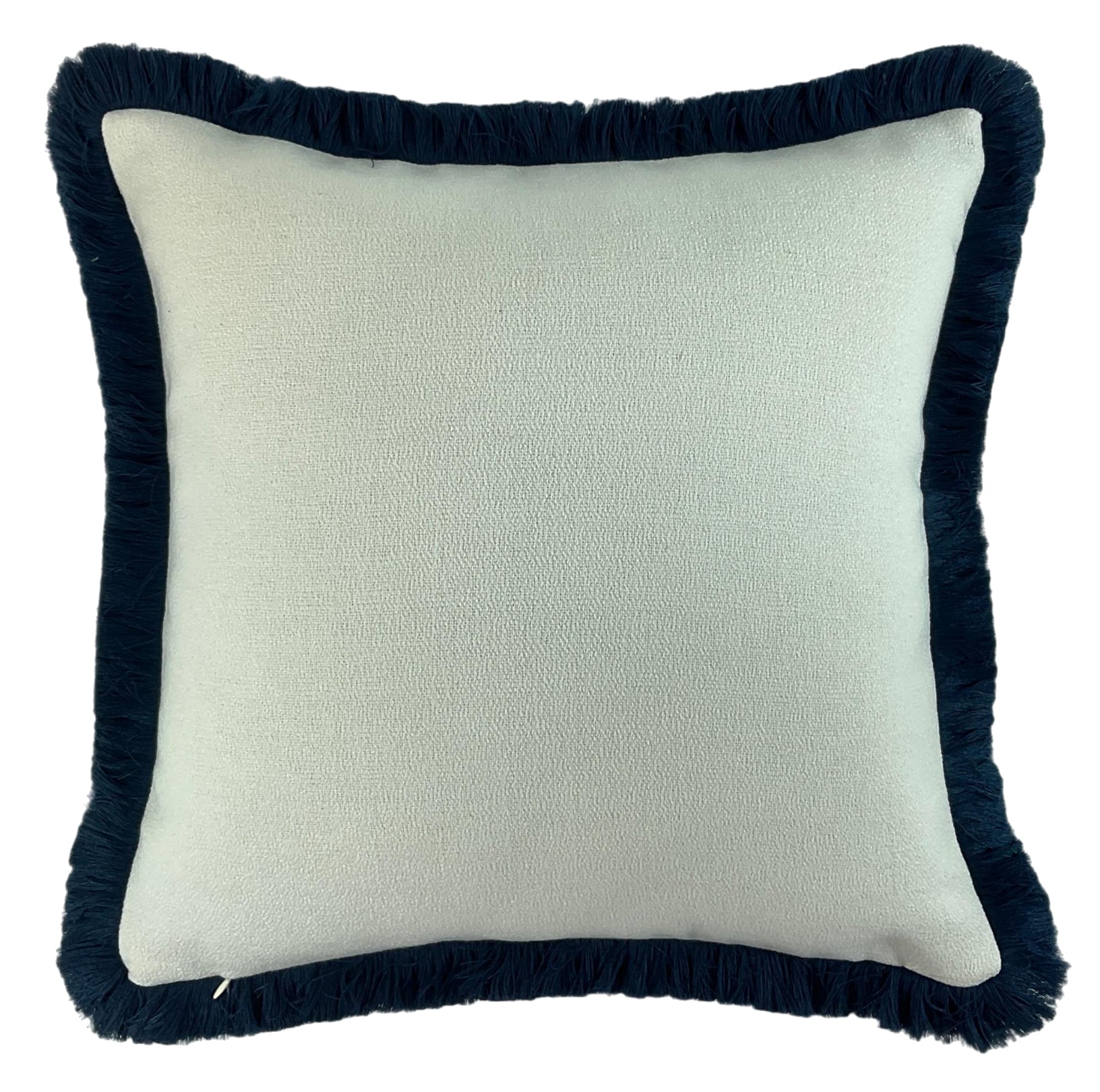 Malini Slub With Heavy Navy Fringe Square Cushion 56x56