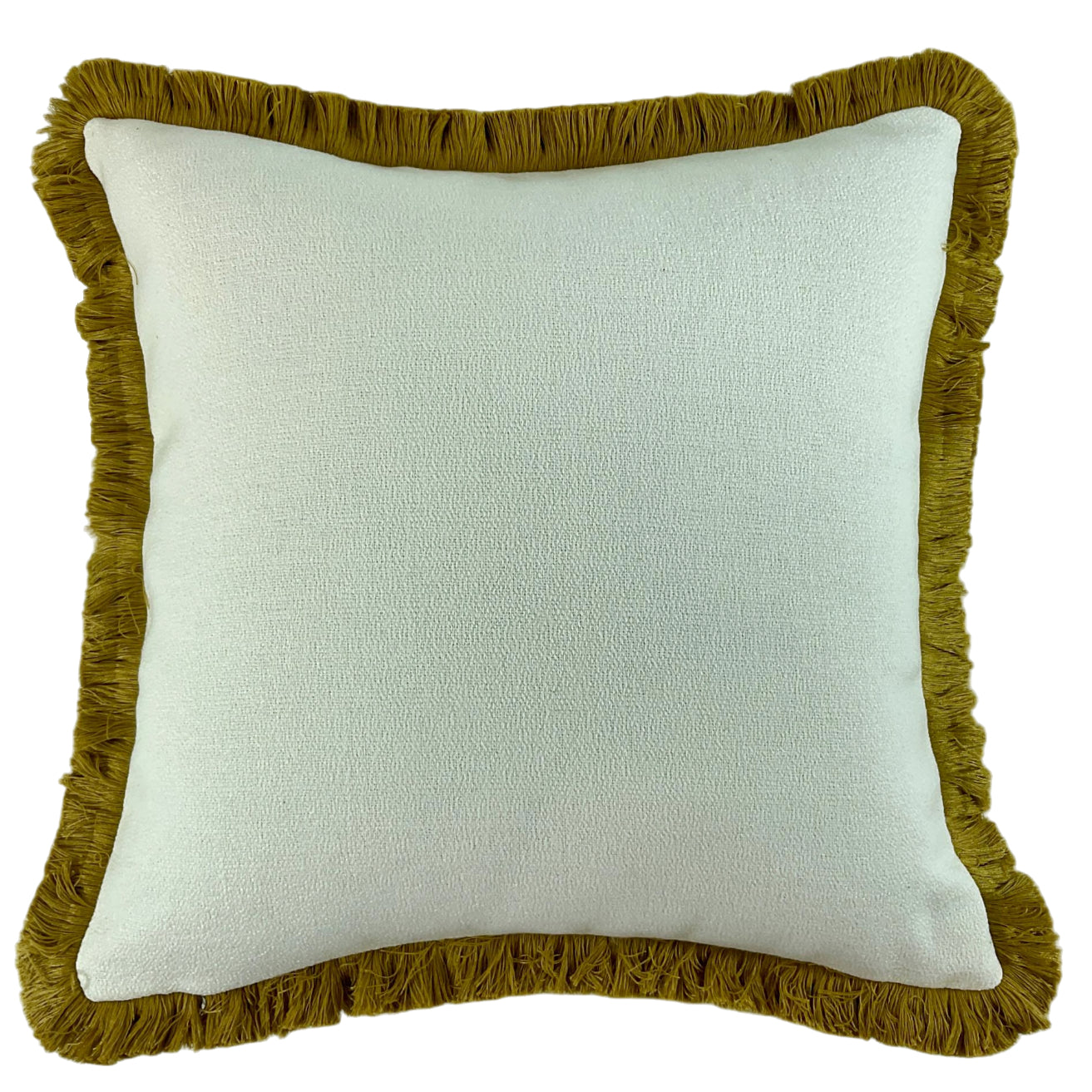 Malini Slub With Heavy Natural Fringe Square Cushion 56x56