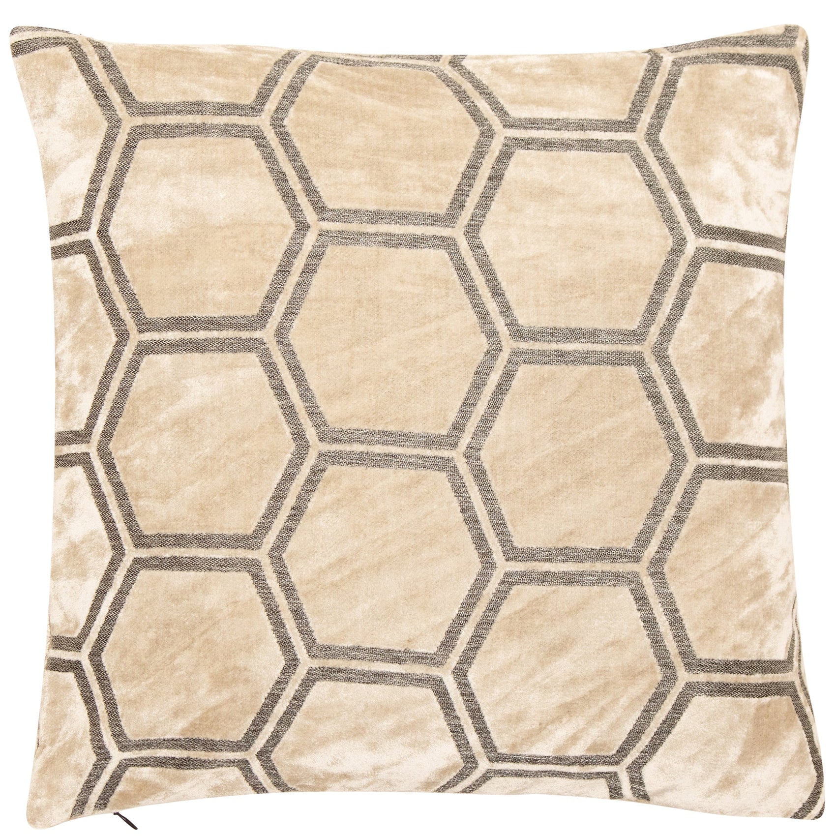Malini Ivor Large Hexagon Velvet Cream Square Cushion 56x56
