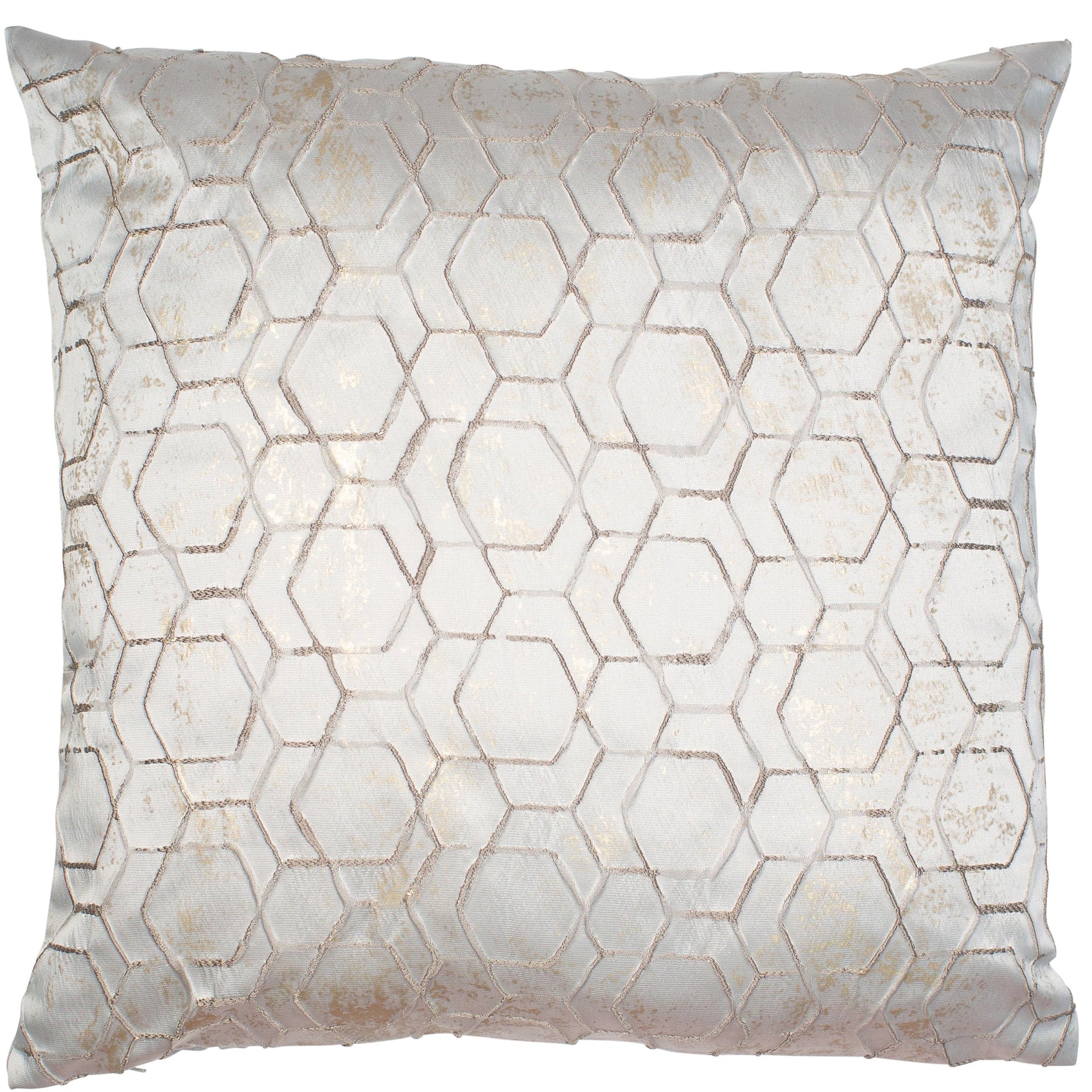 Malini Jaan Matt Silver Velvet Geo Design Square Cushion 50x50
