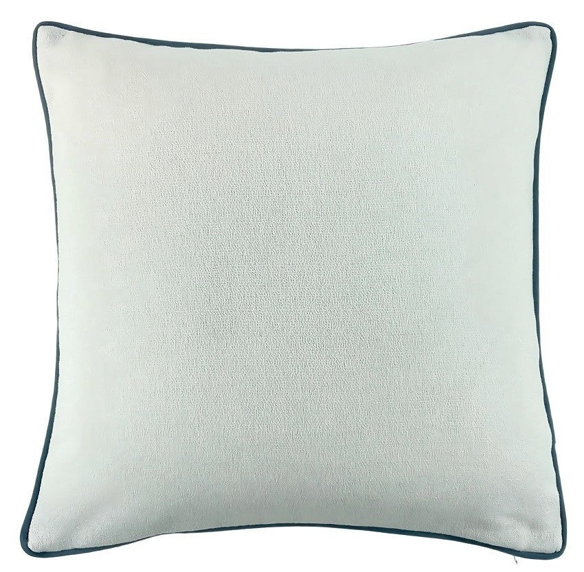 LGE SLUB CREAM  WITH BLUE PIPING  AND BLUE REV 56 X 56