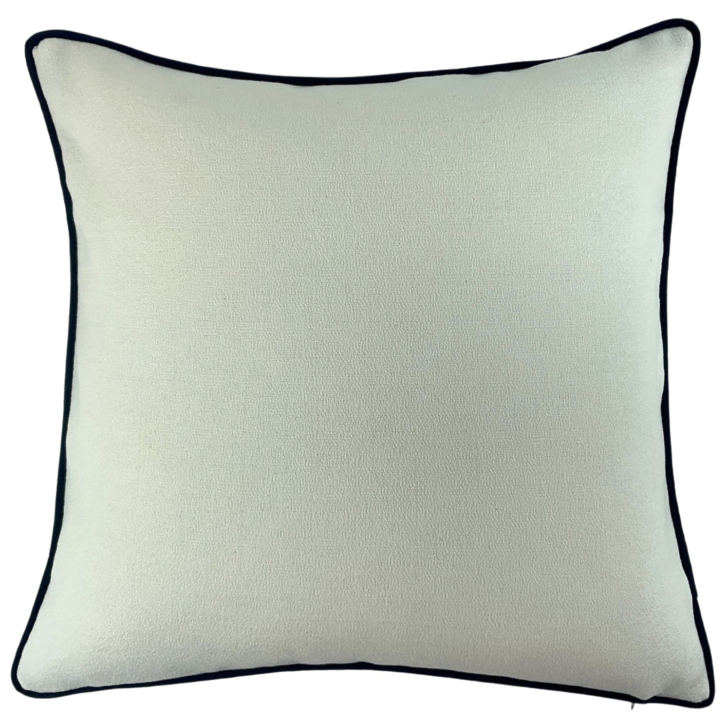 Malini Lge Slub Cream With Navy Piping & Navy Rev Square Cushion 56x56
