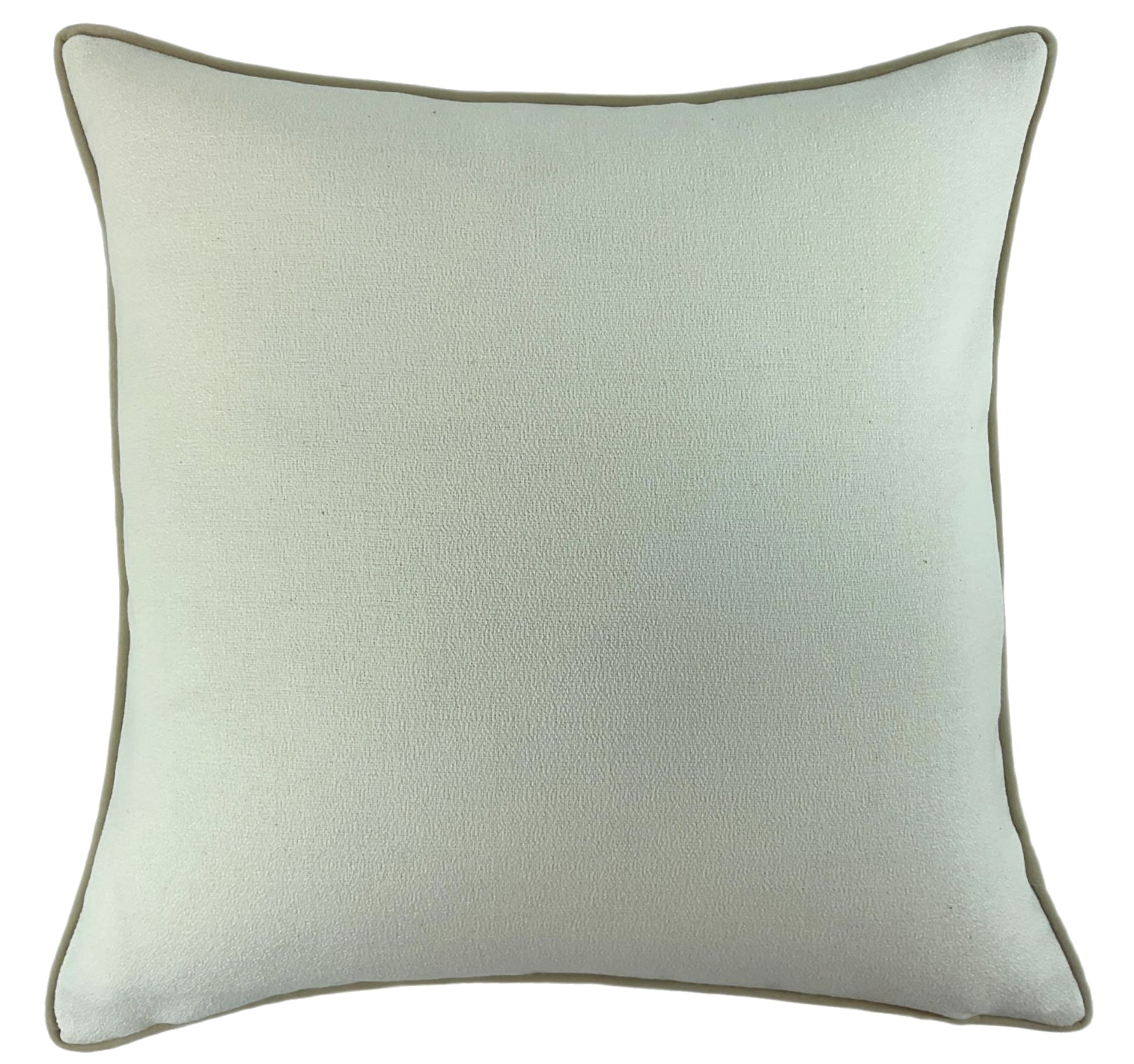 Malini Lge Slub Cream With Olive Piping & Olive Rev Square Cushion 56x56