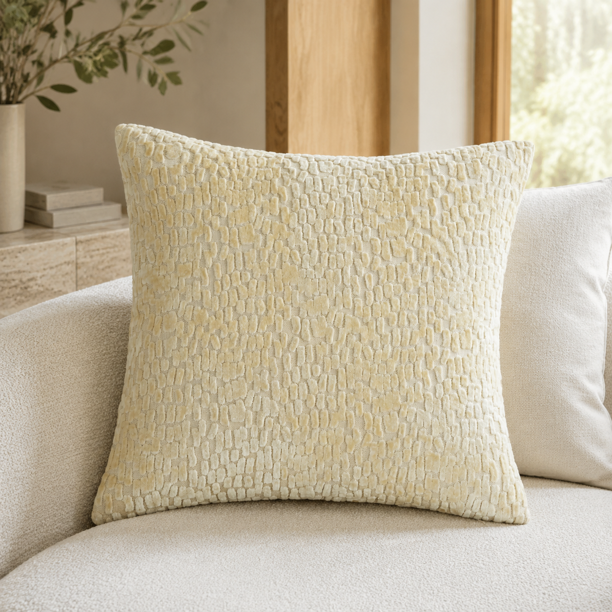 Lifestyle image of Malini Melody Buttercup cushion