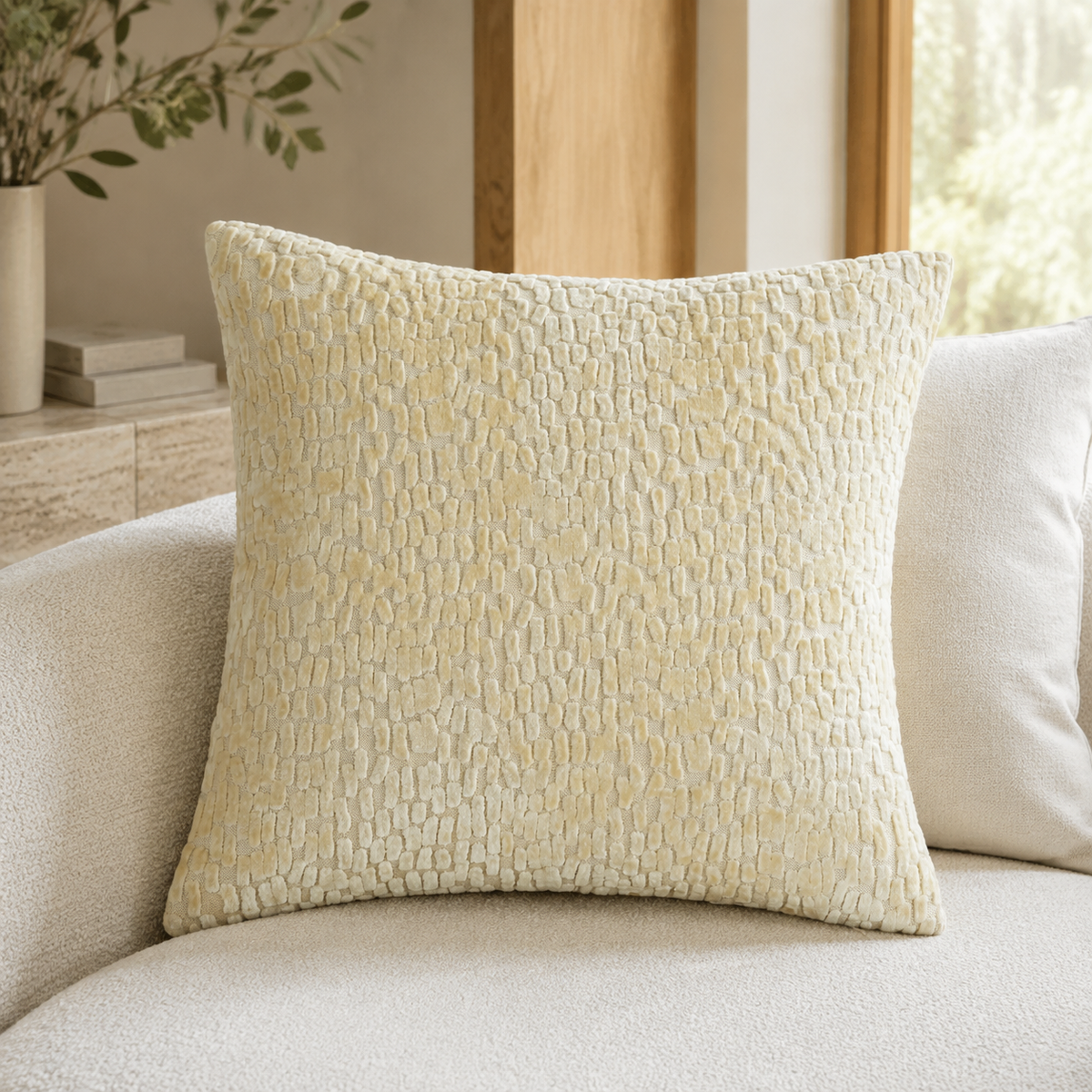 Lifestyle image of Malini Melody Buttercup cushion