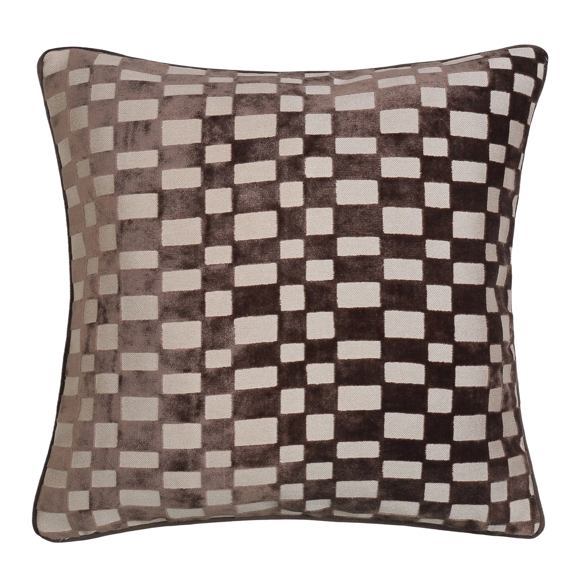 PM CUT VELVET CHECKERBOARD CHOC  56 X 56