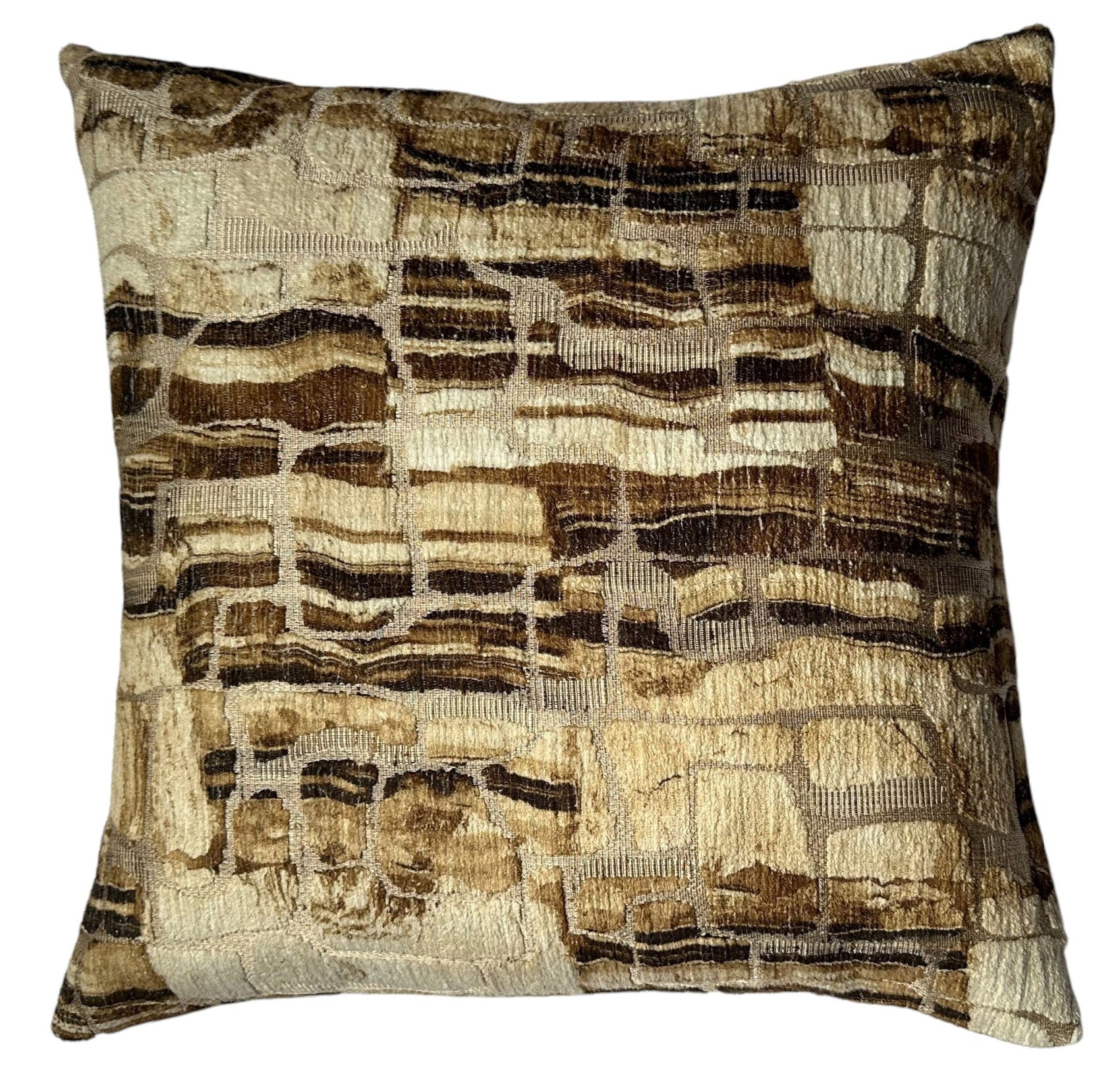 Malini Abstract Natural Tan Square Cushion 50x50