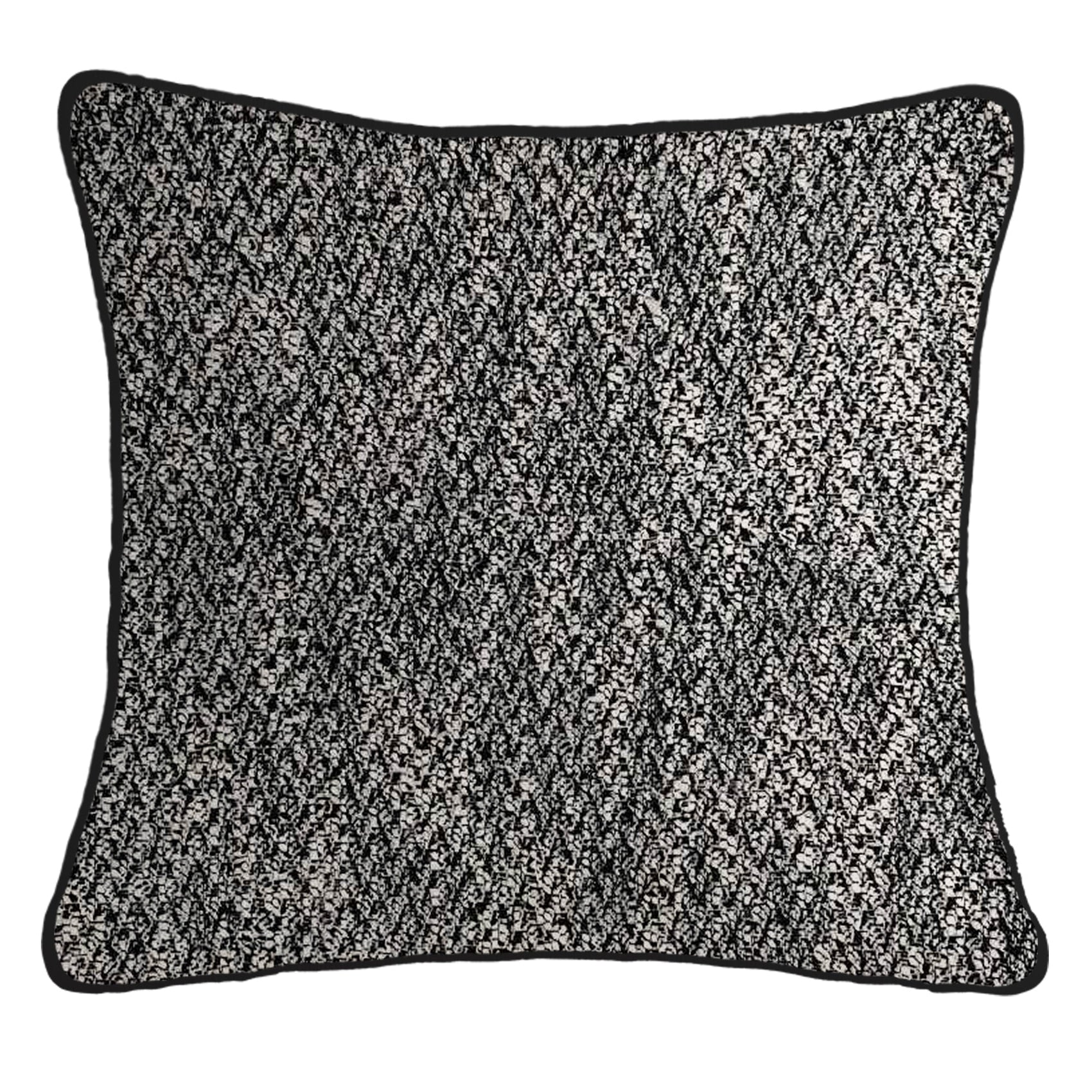 Malini Herringbone Textured Square Cushion Black 56x56