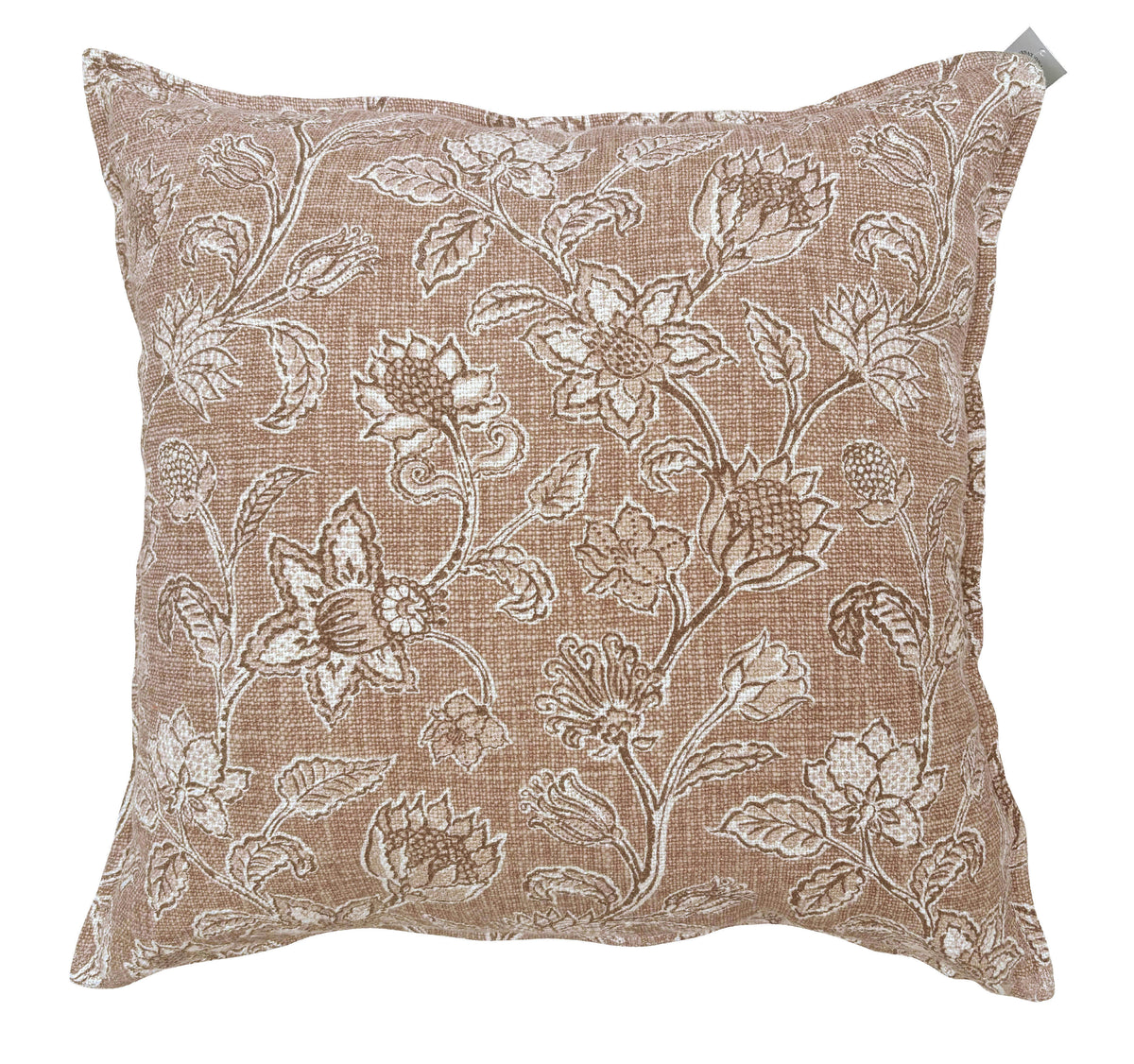 FLORAL TRELLIS PRINT ON WASHED LINEN MIX NAT  50 X 50