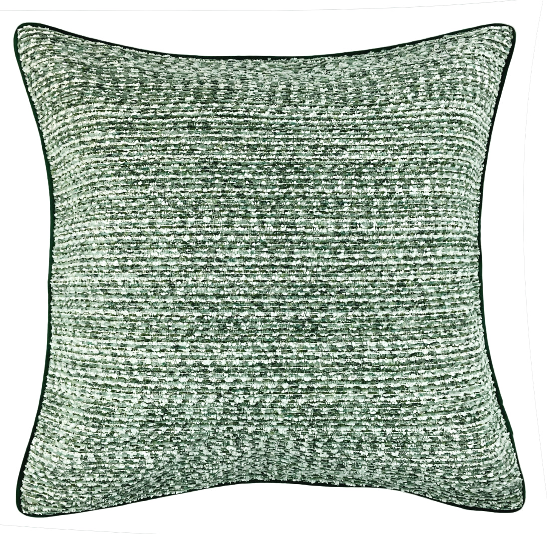 Malini Textured Slub Green Square Cushion 56x56