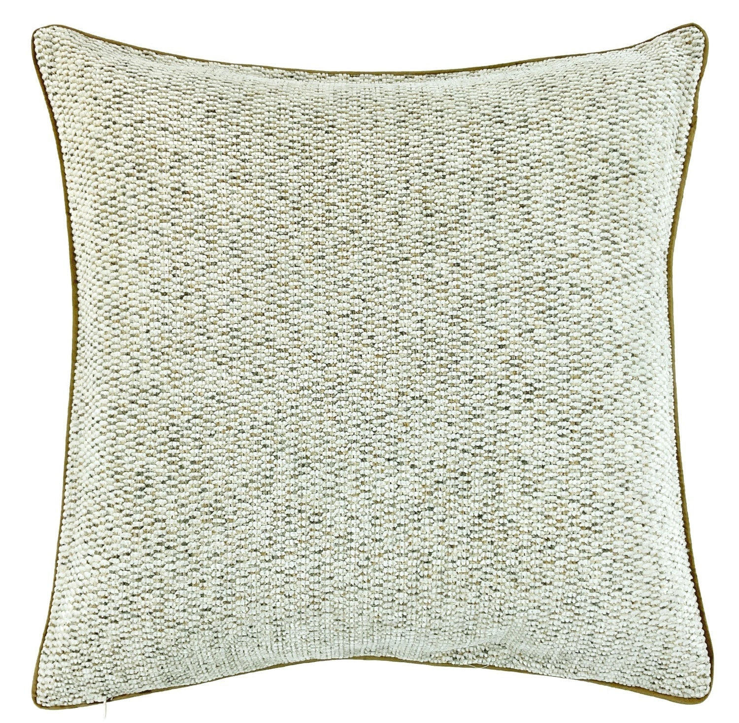 SOFT NATURAL CHENILLE LIKE JAQUARD WITH PIPING 56 X 56