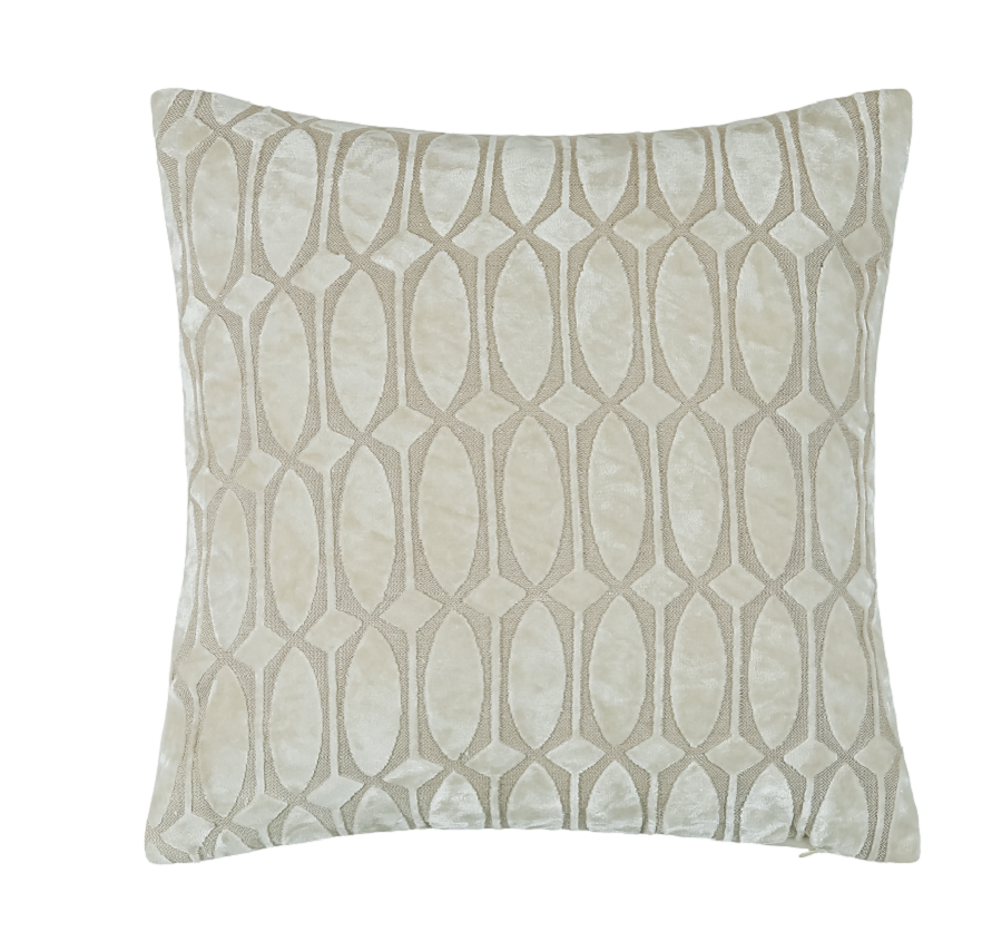 PM ABSTARCT GEO CUT VELVET CUSHION IVORY IN 56X56CM