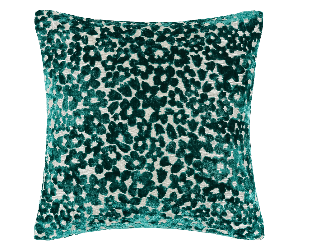 PM DITSY CUT VELVET CUSHION TEAL IN 56X56CM