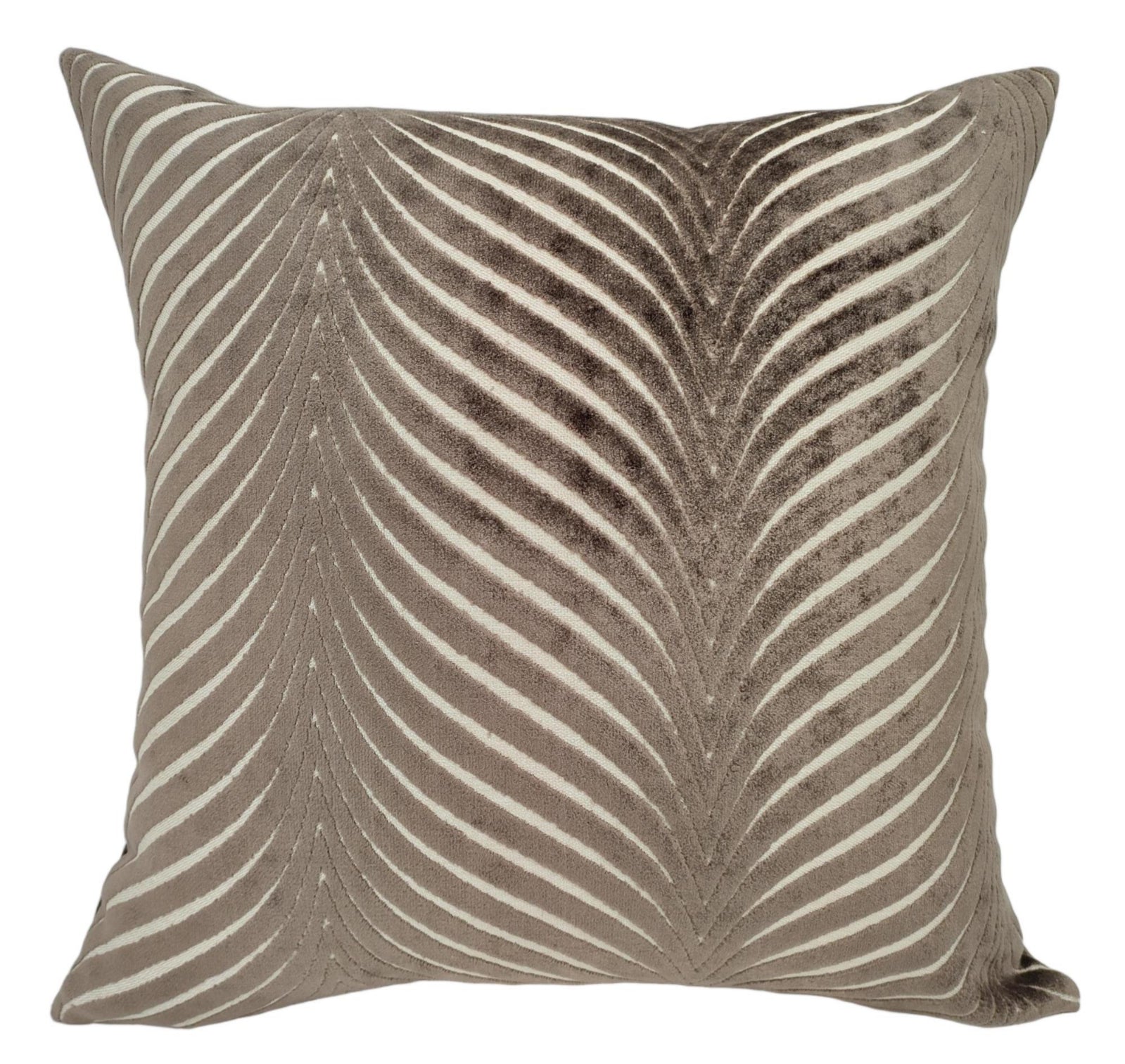 Malini Cut Velvet Fan Rada Choc Square Cushion 56x56