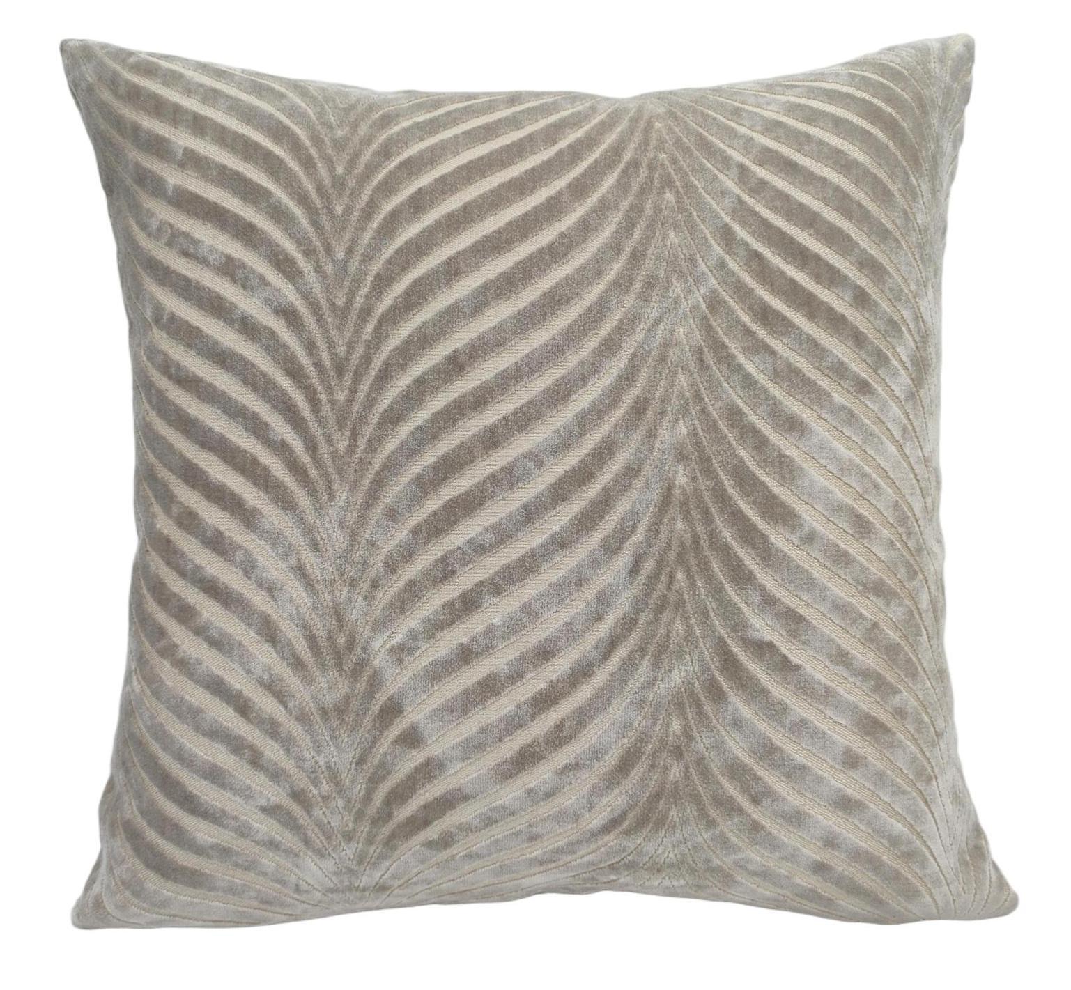 Malini Cut Velvet Fan Rada Taupe Square Cushion 56x56