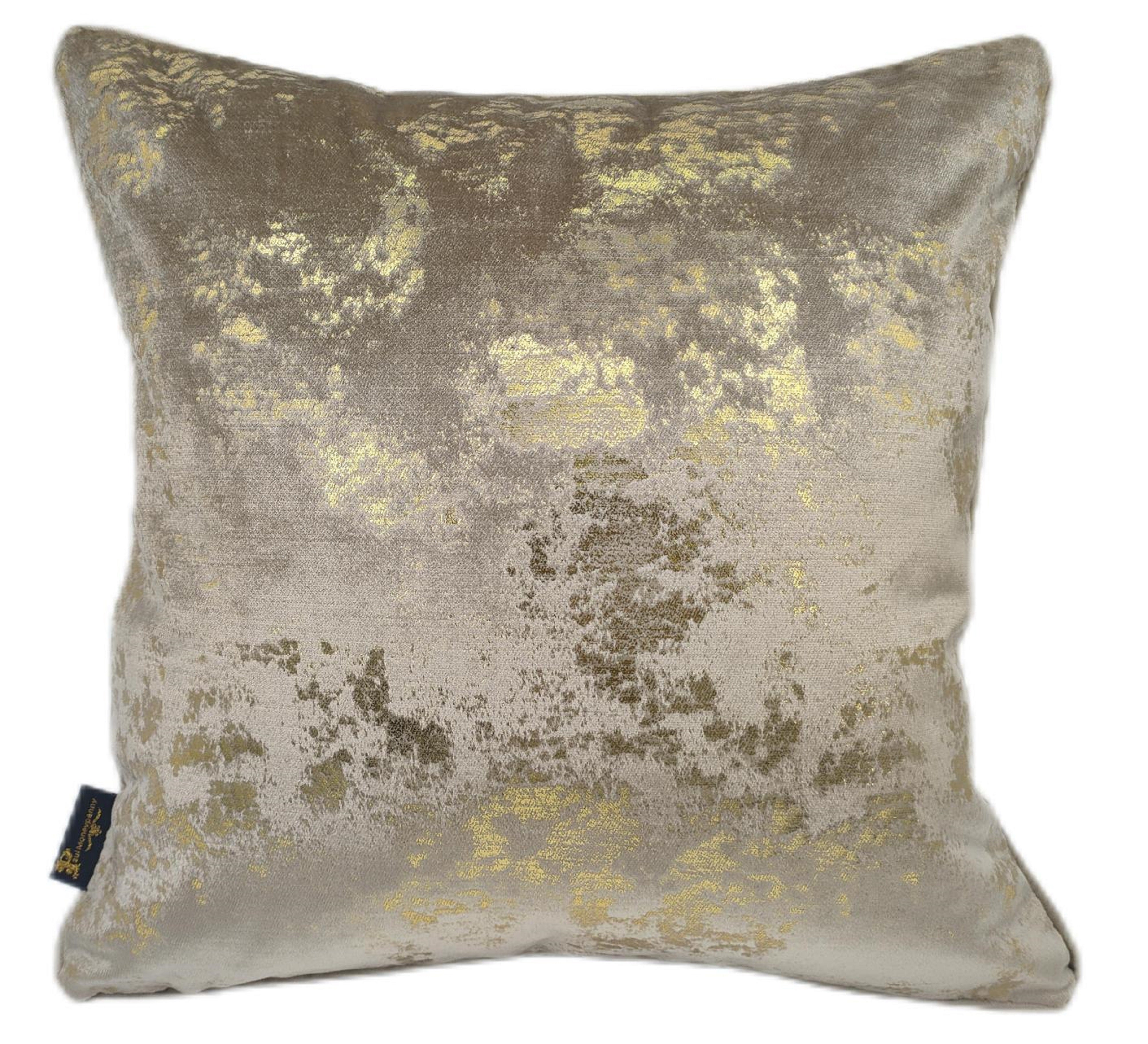 Malini Paul Moneypenny Spoiltrotton Gold Flecks On Blue Square Cushion