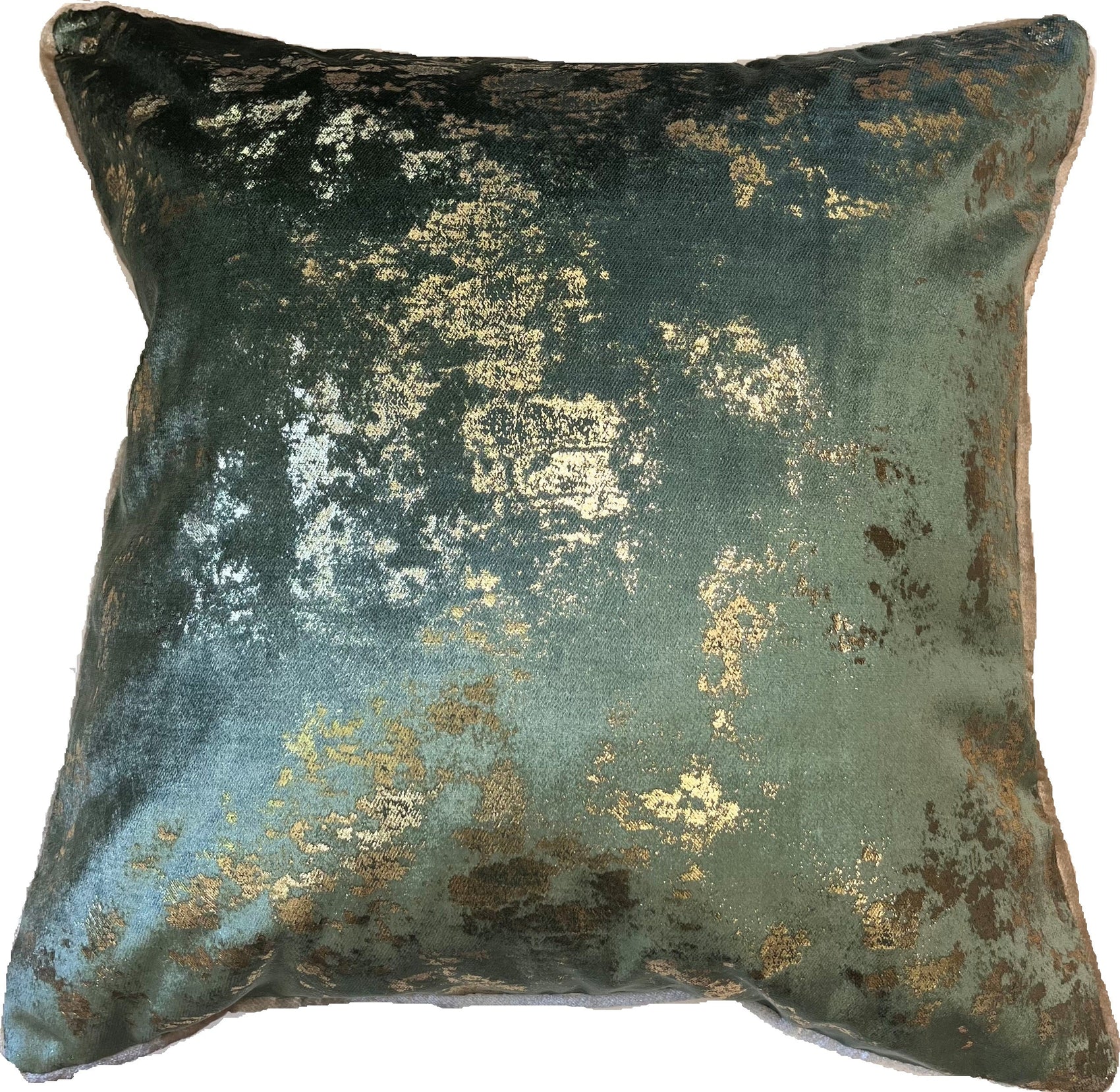 Malini Paul Moneypenny Spoiltrotton Gold Flecks On Sage Green Square Cushion 59x59