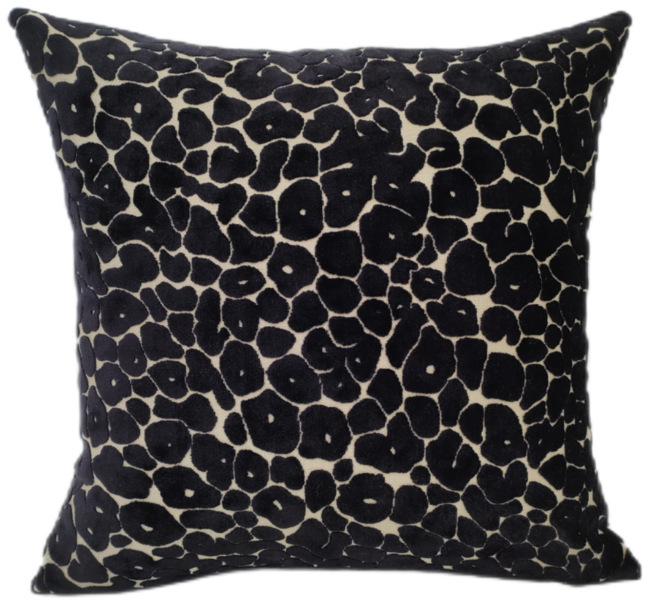 Malini Paul Moneypenny Spoton Leopard Velvet Black Square Cushion 56x56