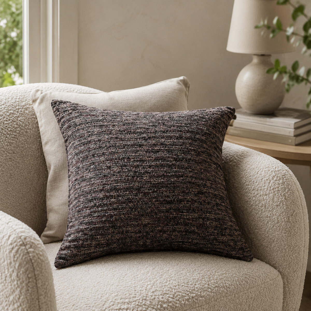 Malini Strata Heather Tones Cushion 50x50 lifestyle image