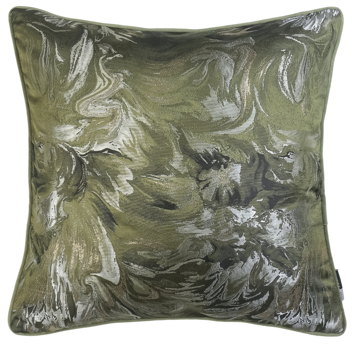 Malini Stroke Sparkle Jaq With Velvet Rev Olive Square Cushion 50x50