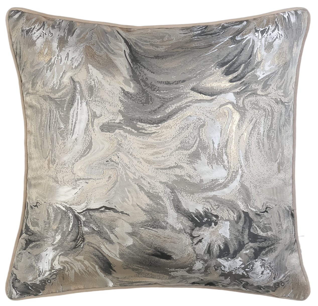 Malini Stroke Sparkle Jaq With Velvet Rev Taupe Square Cushion 50x50