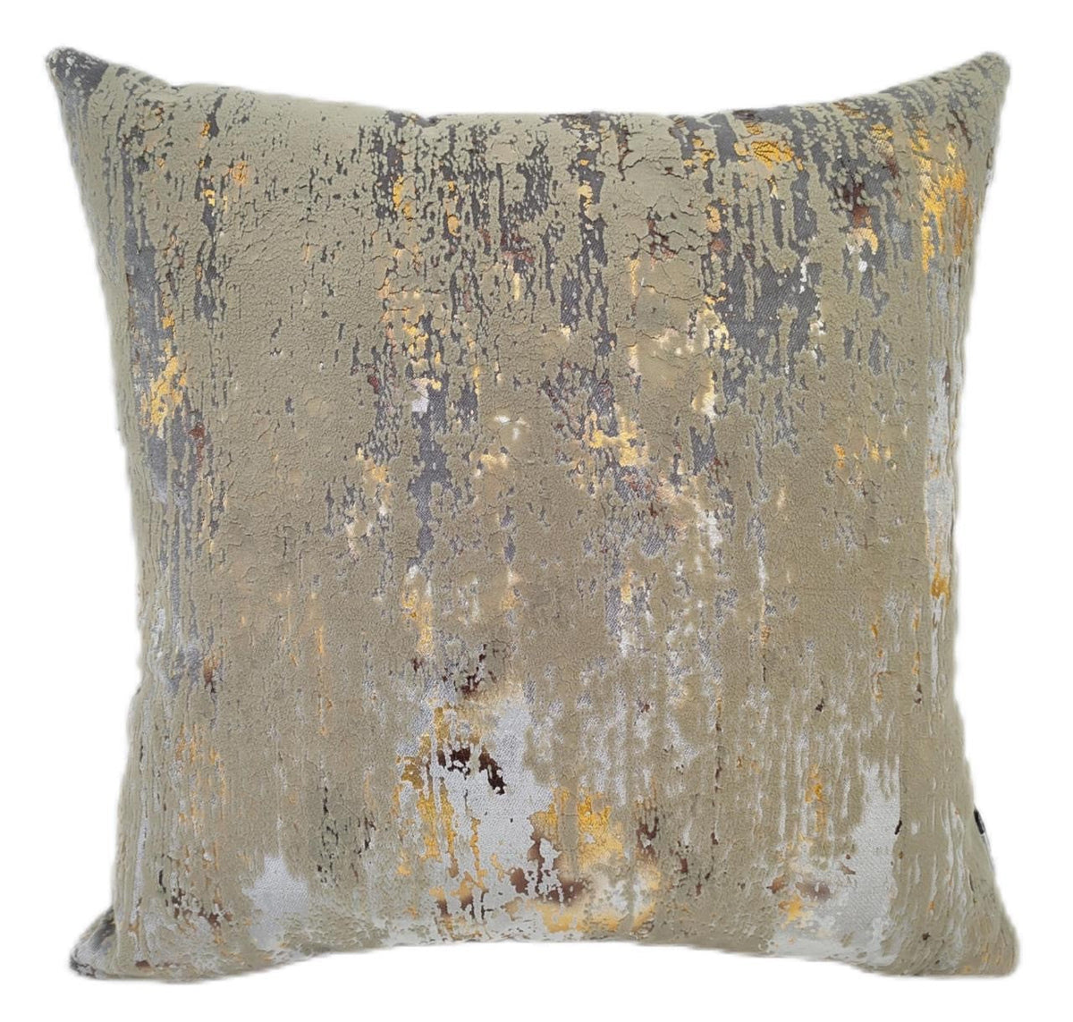Malini Torcello Flock & Foil Velvet Silver Square Cushion 56x56