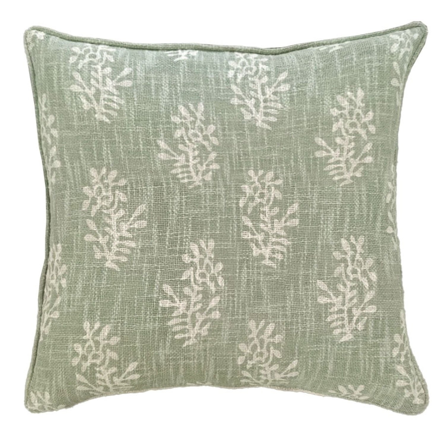 PRINTED BLOCK FLOWER DBLE SIDED CUSHION GREEN50 X 50