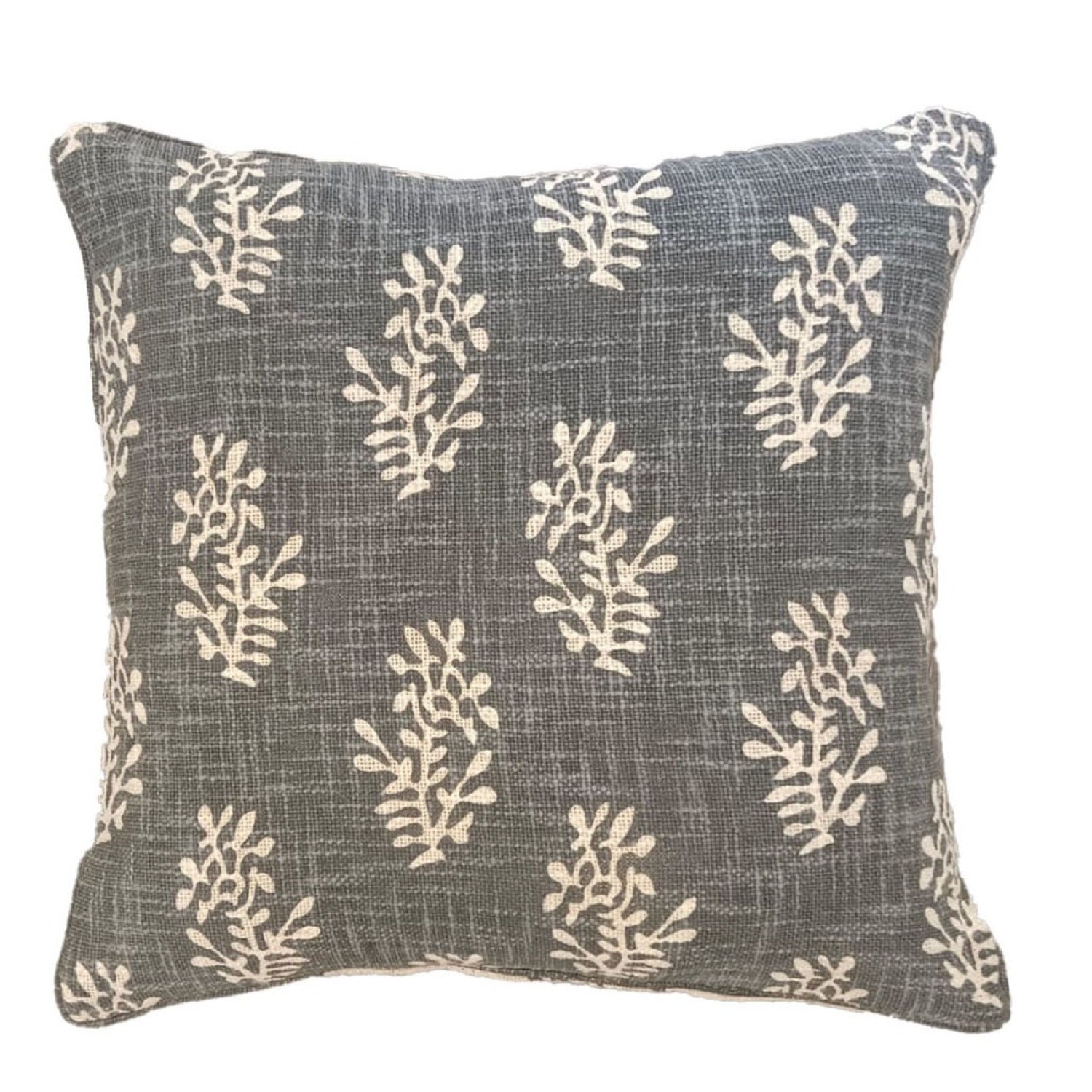 PRINTED BLOCK FLOWER DBLE SIDED CUSHION GREY 50 X 50