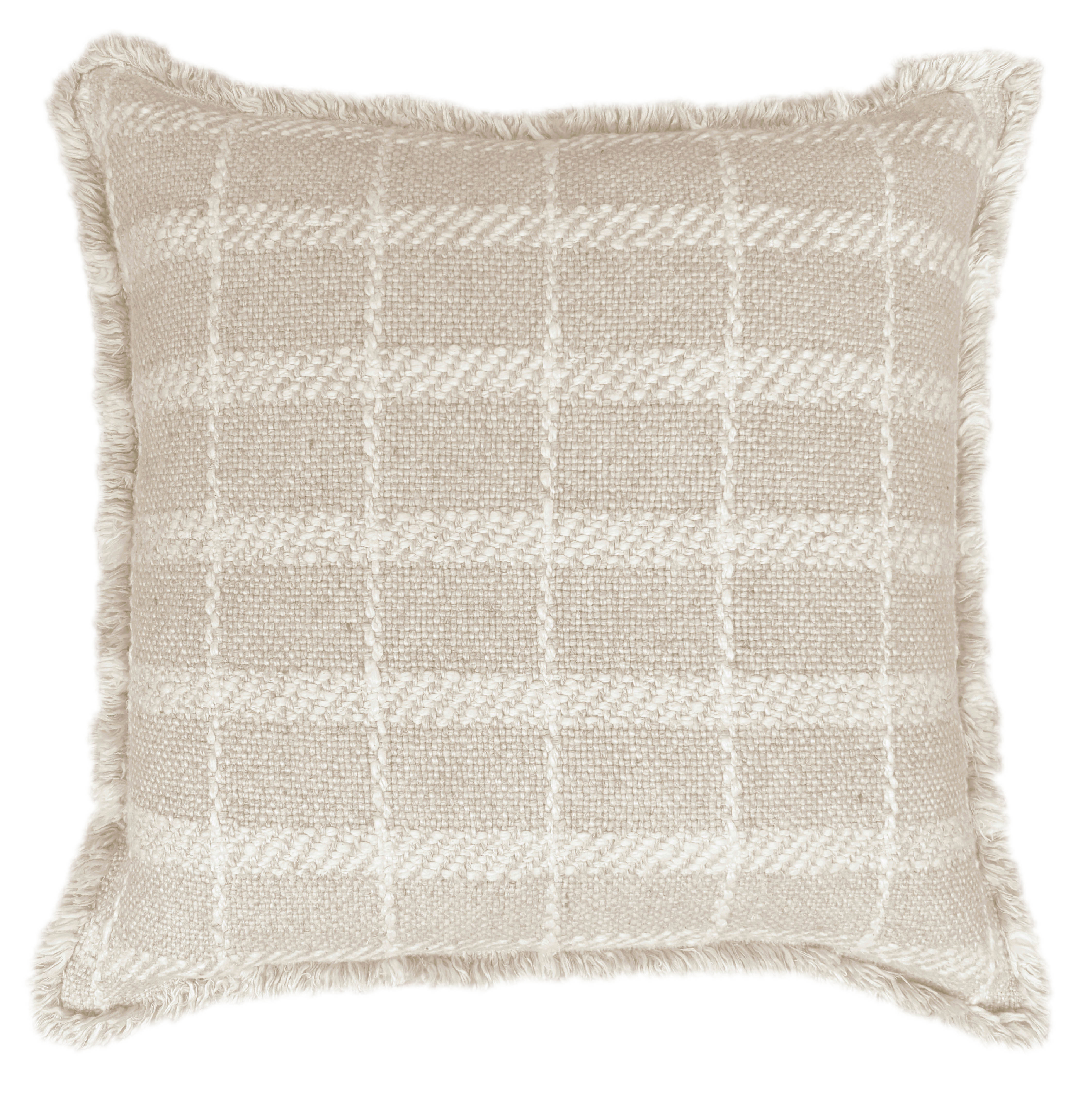 HEAVY LINEN MIX NAT CHECK 50 X 50