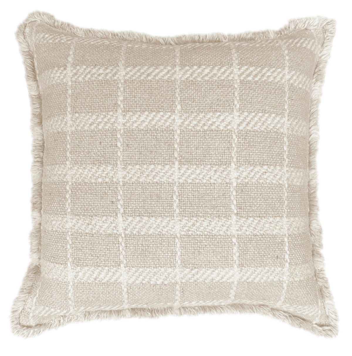 HEAVY LINEN MIX NAT CHECK 50 X 50