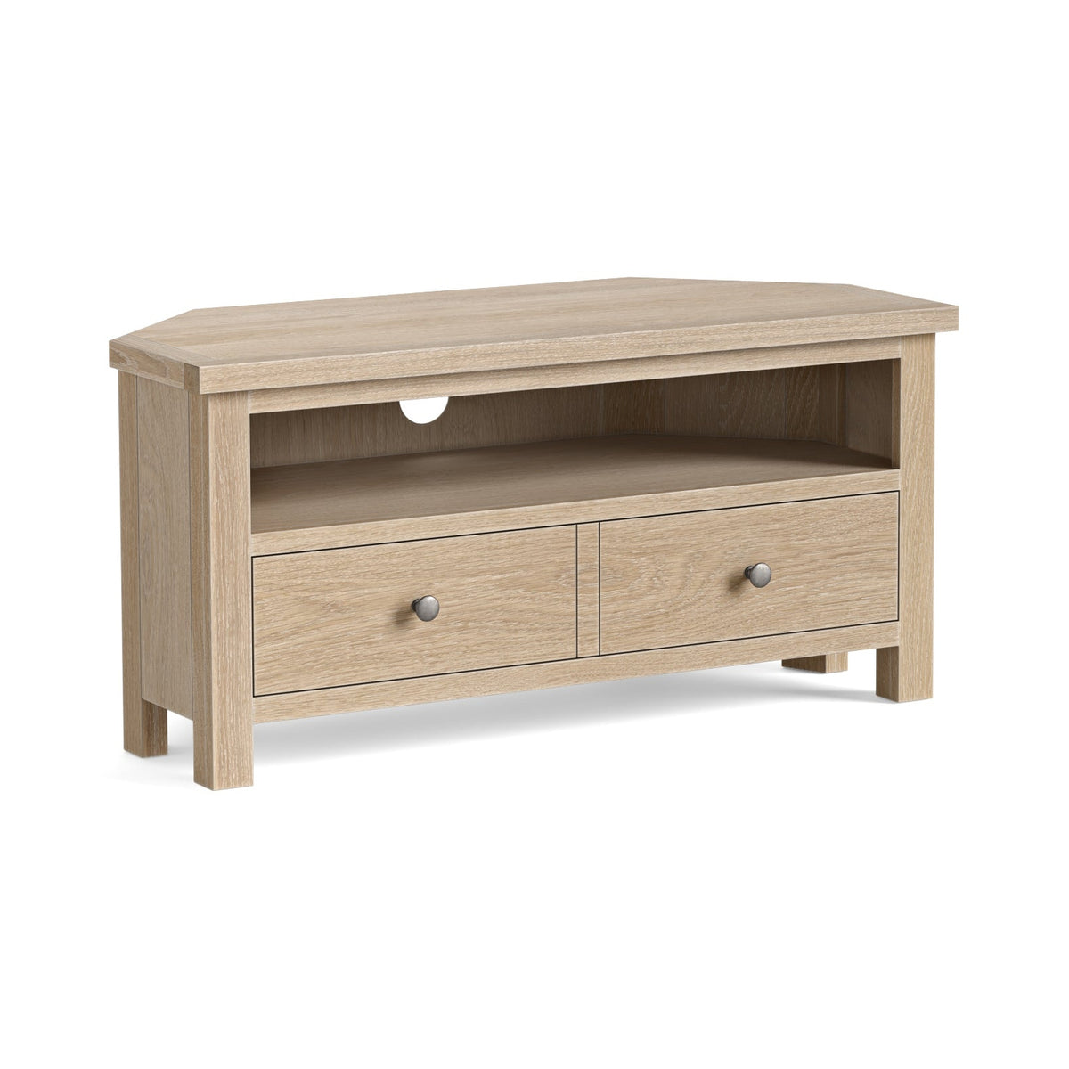 Somerton Whitewash Oak Wood Corner TV Unit
