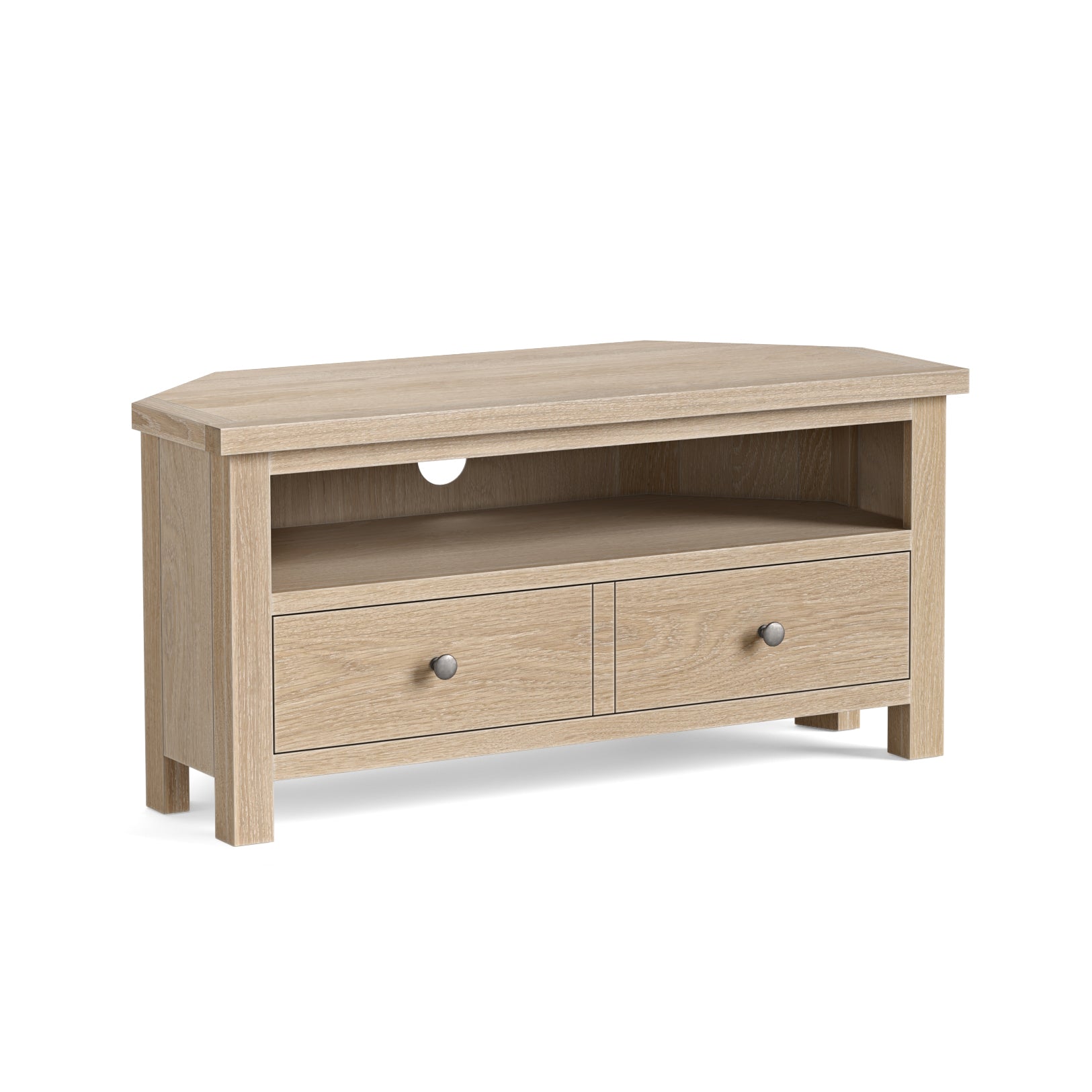 Somerton Whitewash Oak Wood Corner TV Unit