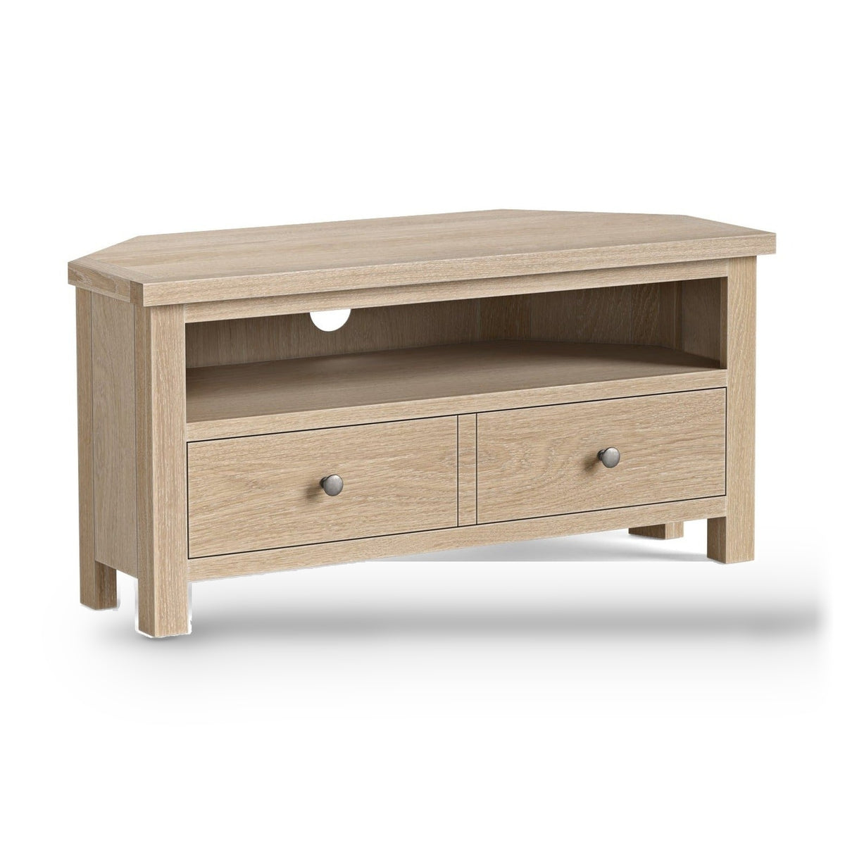 Somerton Whitewash Oak Wood Corner TV Unit