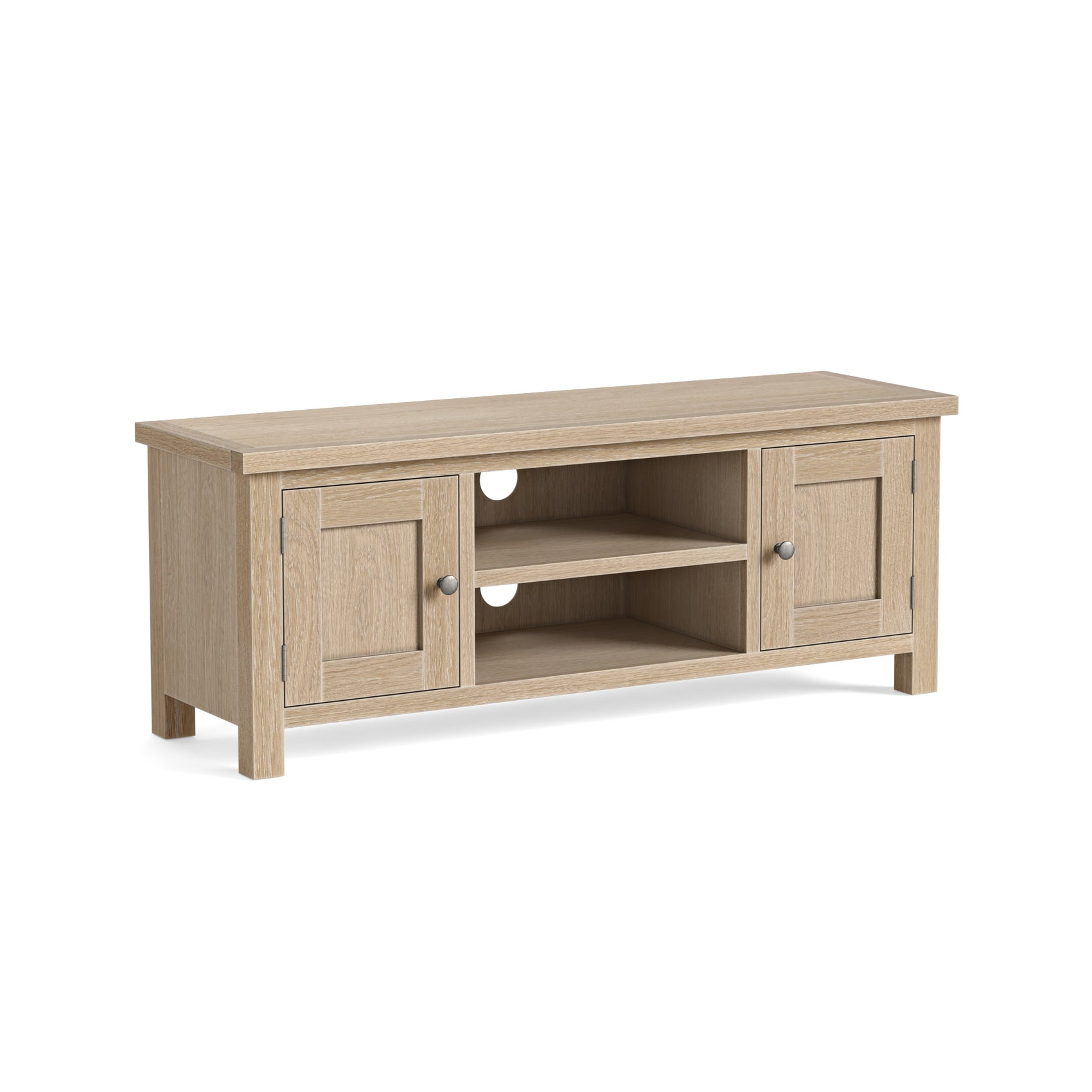 Somerton Whitewash Oak Wood TV Unit 125cm