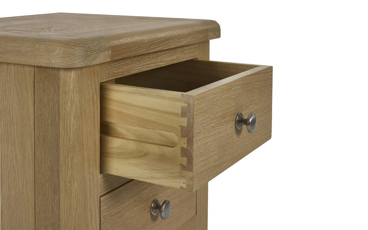 Cayden Limed Oak Wood Bedside Table | 3 Drawers