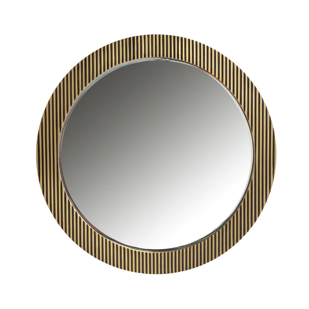 Richmond Interiors Ironville Gold Ribbed Round Wall Mirror