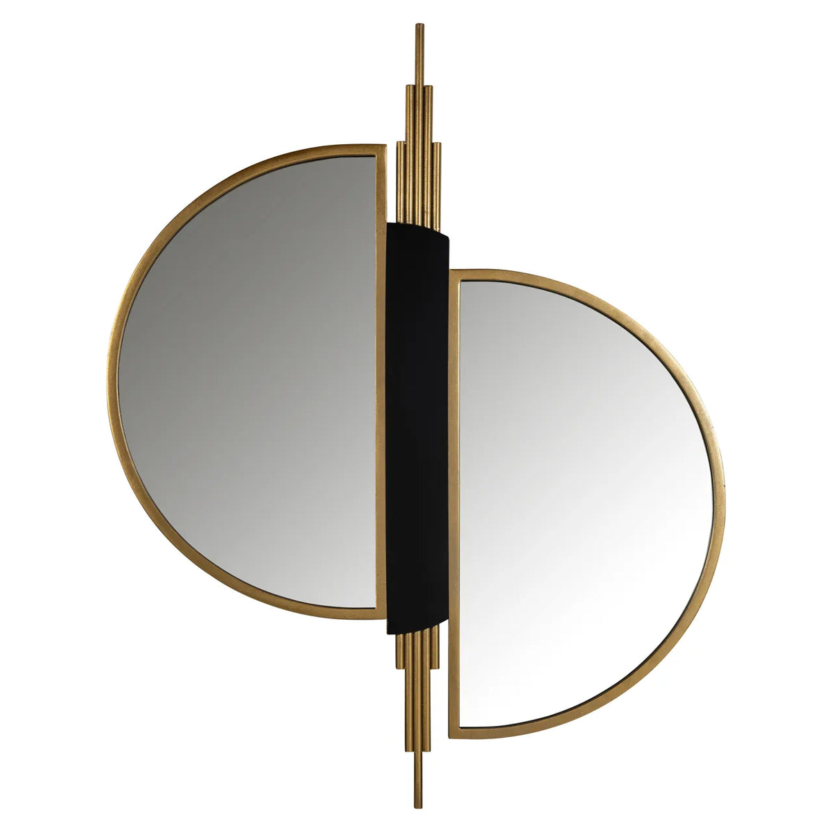 Richmond Interiors Adelyn Symmetrical Half Moon Brushed Gold Wall Mirror - CLEARANCE
