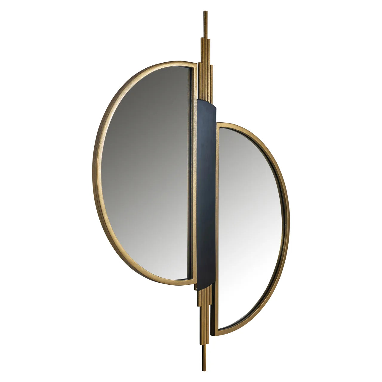 Richmond Interiors Adelyn Symmetrical Half Moon Brushed Gold Wall Mirror