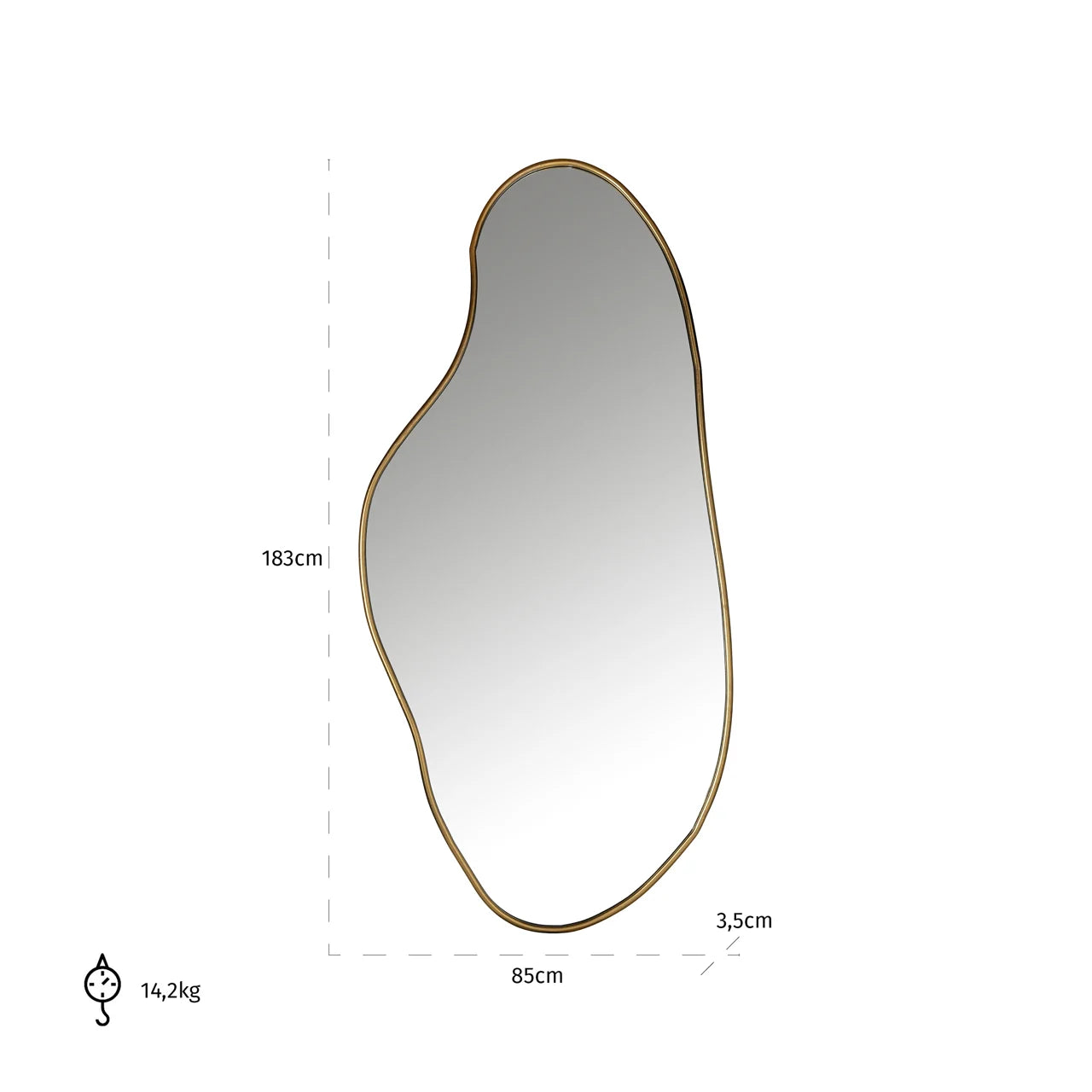 Richmond Interiors Alton Brushed Gold Abstract Bubble Floor Standing Leaner Mirror