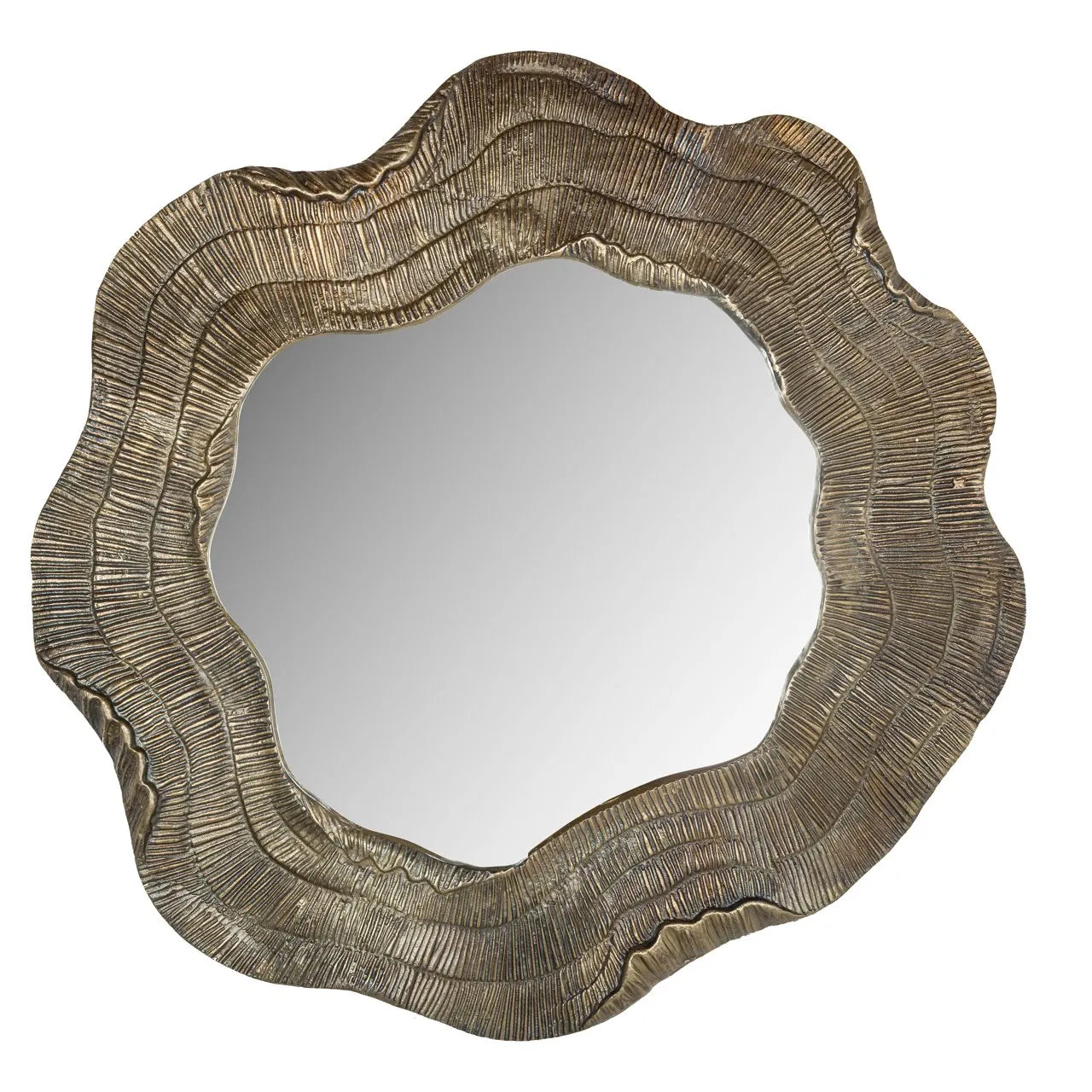 Richmond Interiors Elia Round Abstract Champagne Gold Mirror