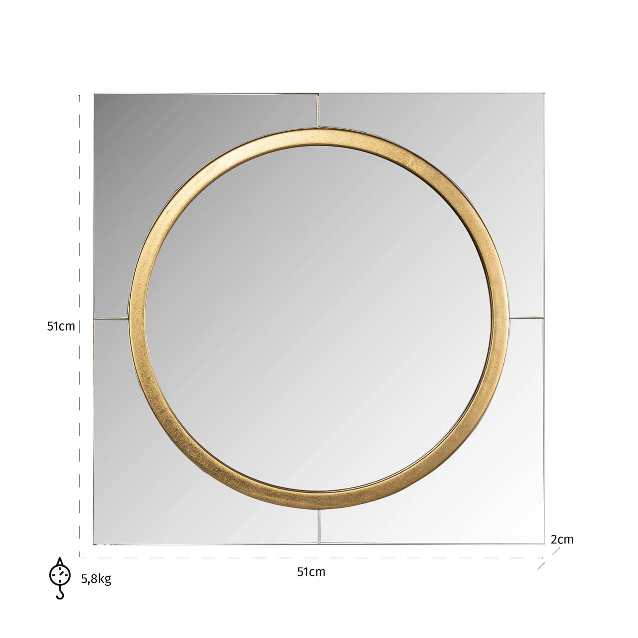 Richmond Interiors Briana Gold Ring Square Wall Mirror
