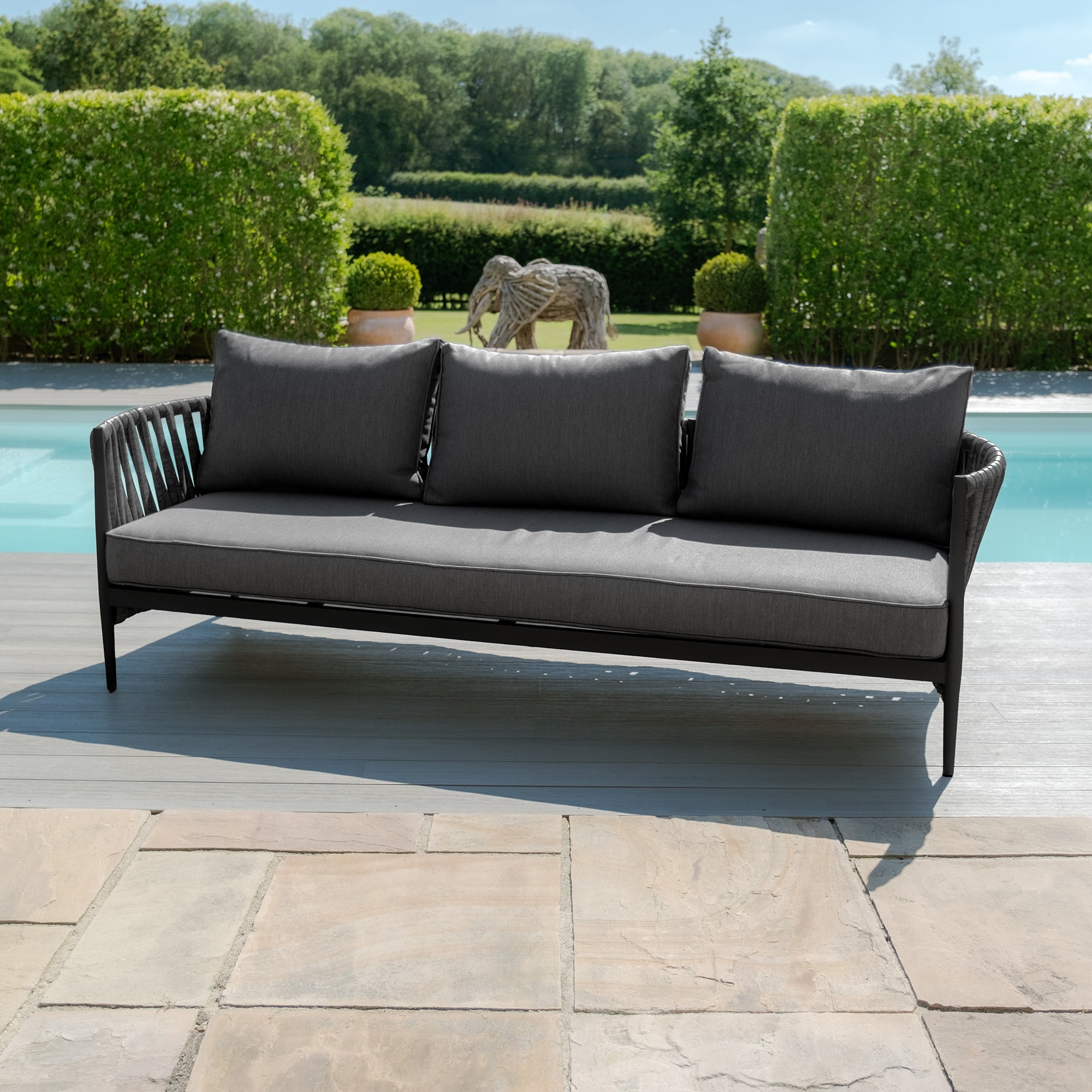 Milan Charcoal Outdoor Sofa Set | 3 Seater