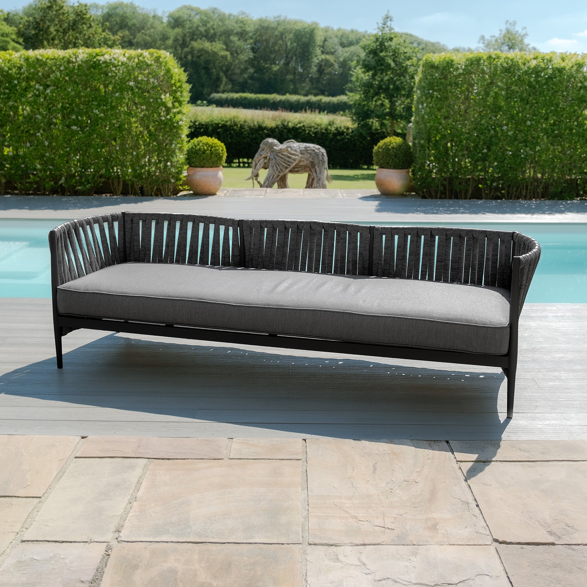 Milan Charcoal Outdoor Sofa Set | 3 Seater