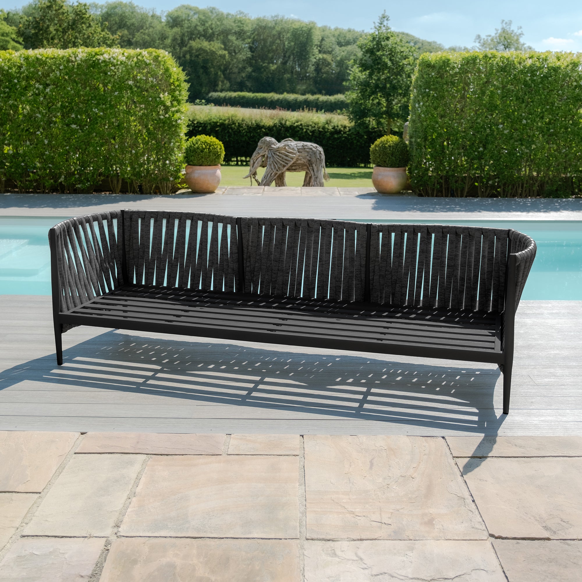 Milan Charcoal Outdoor Sofa Set | 3 Seater