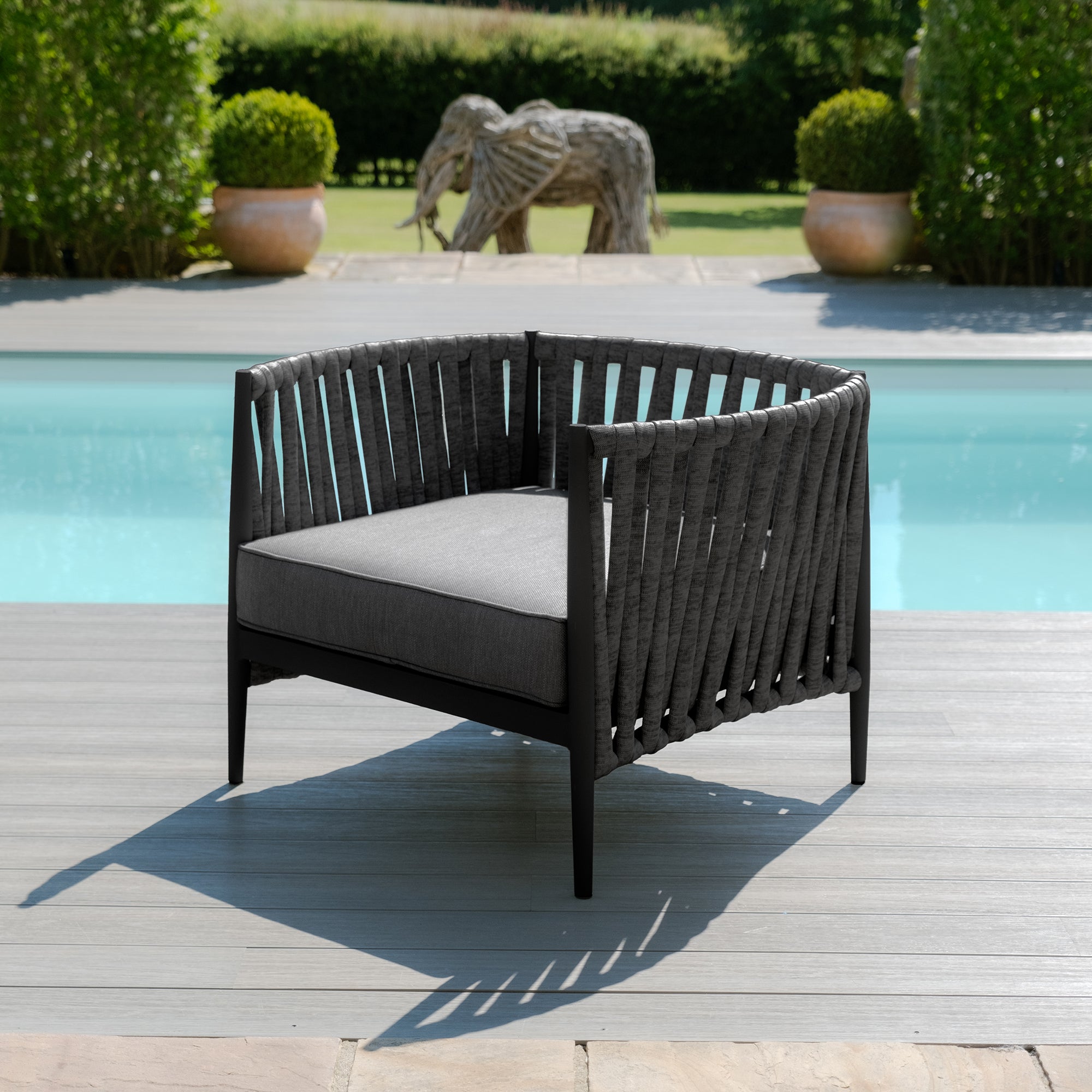 Milan Charcoal Outdoor Sofa Set | 3 Seater