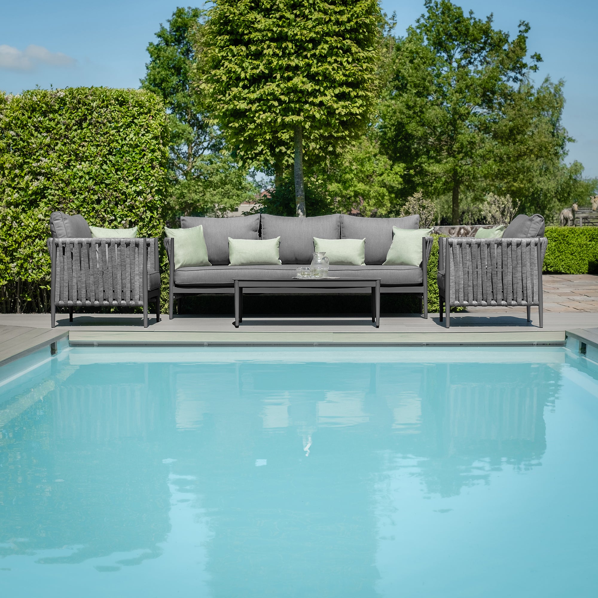 Milan Charcoal Outdoor Sofa Set | 3 Seater
