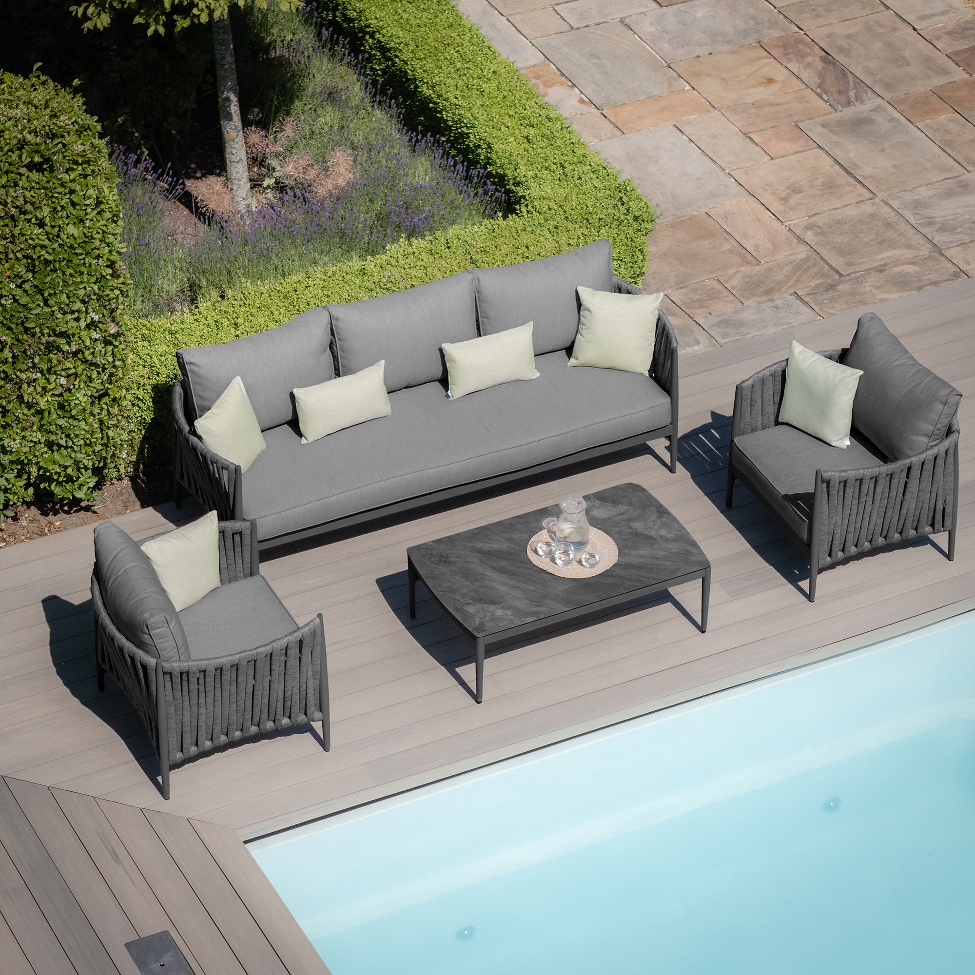Milan Charcoal Outdoor Sofa Set | 3 Seater