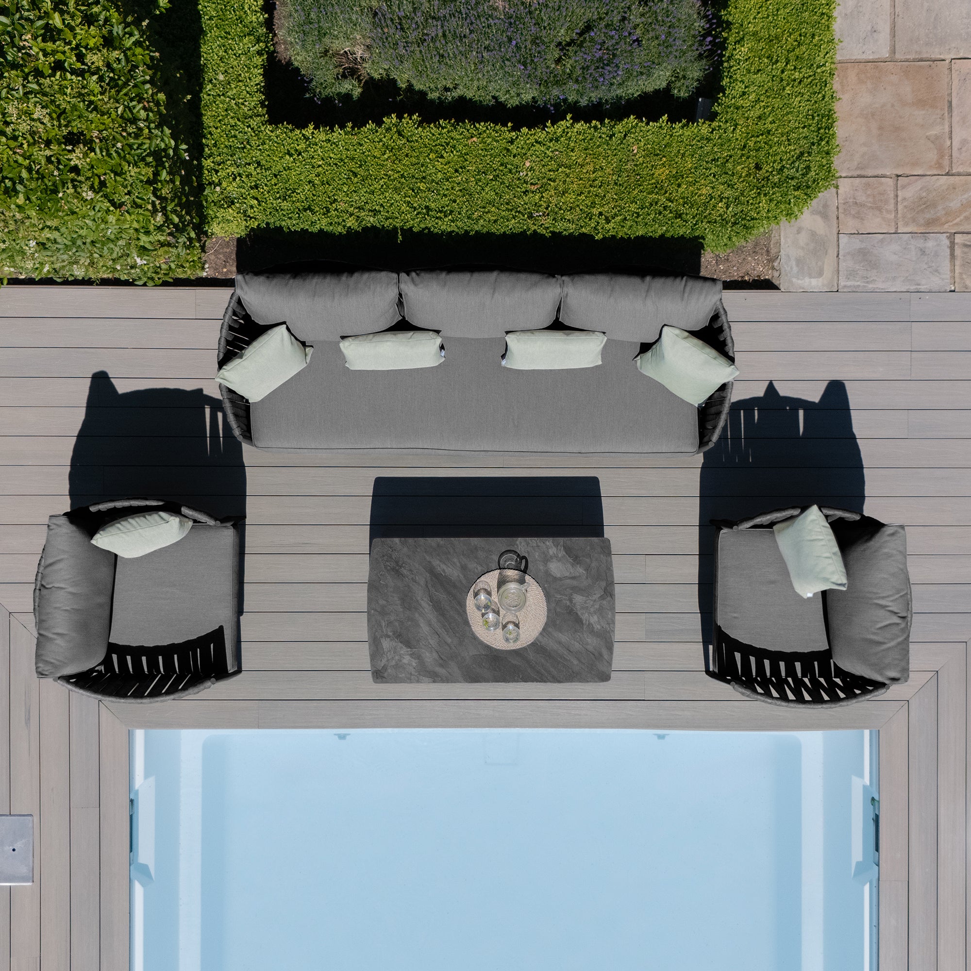 Milan Charcoal Outdoor Sofa Set | 3 Seater