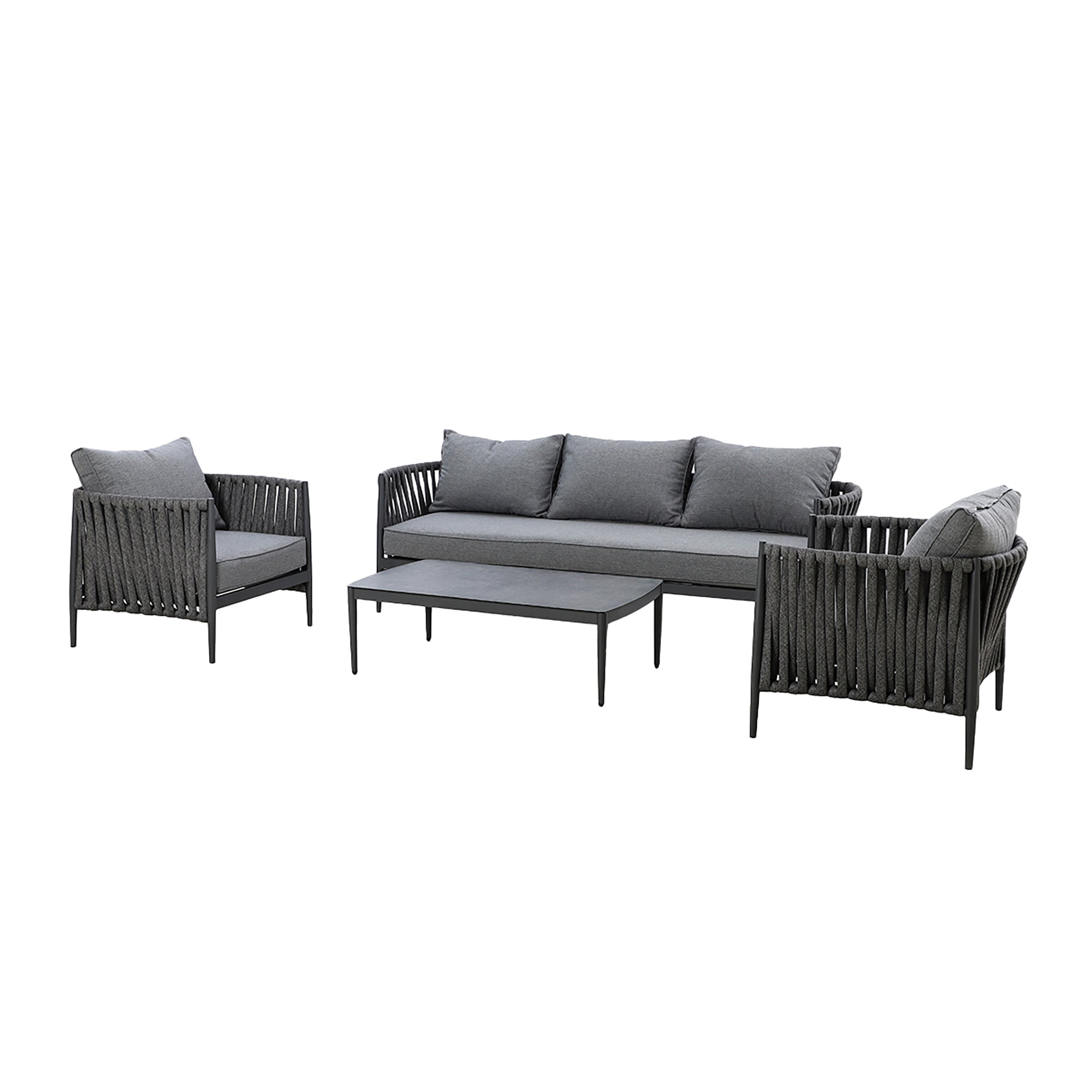 Milan Charcoal Outdoor Sofa Set | 3 Seater