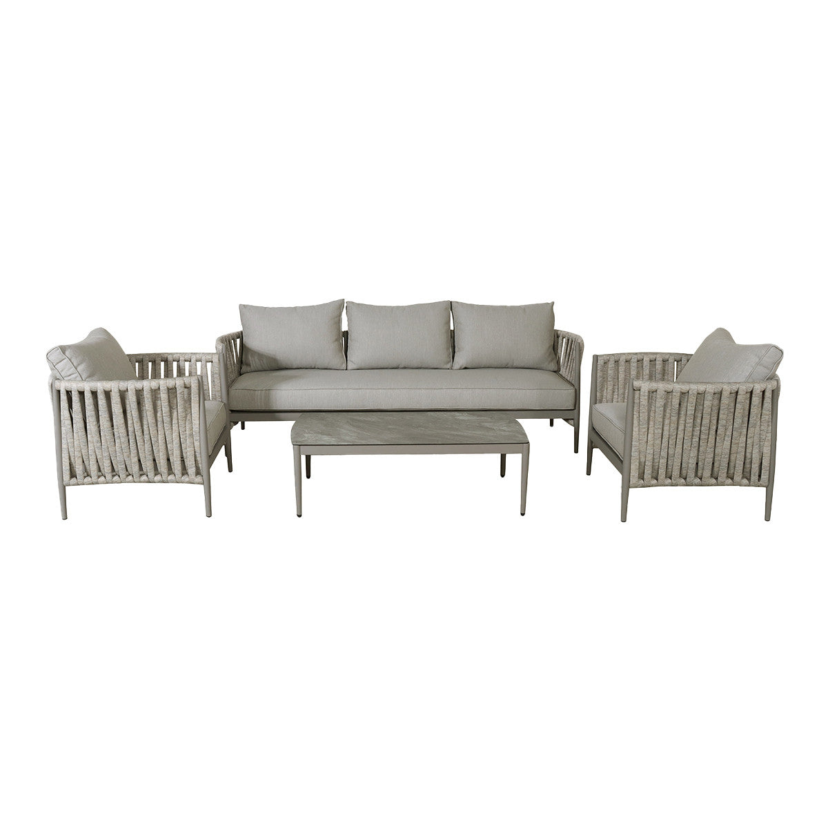 Milan Grey Cool Linen Sofa Set | 5 Seater